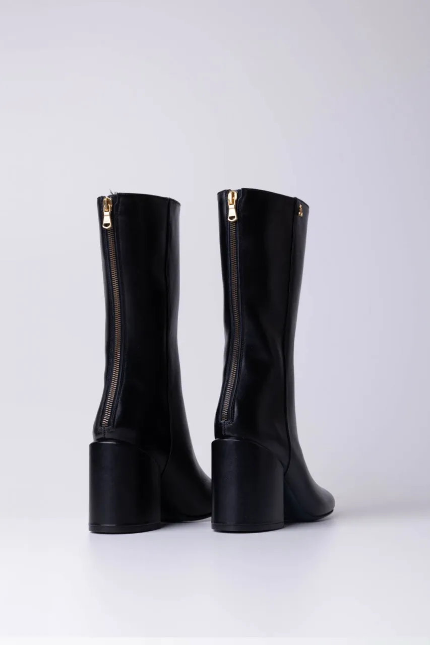 Black square heel boots