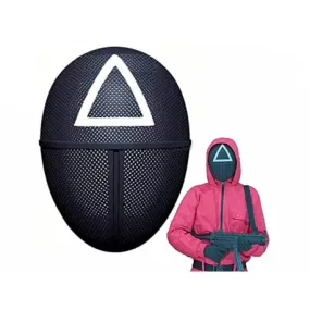 Black Squid Game Mask Triangle PVC for Halloween, Carnaval, Horror Parties and Soldier Costume.