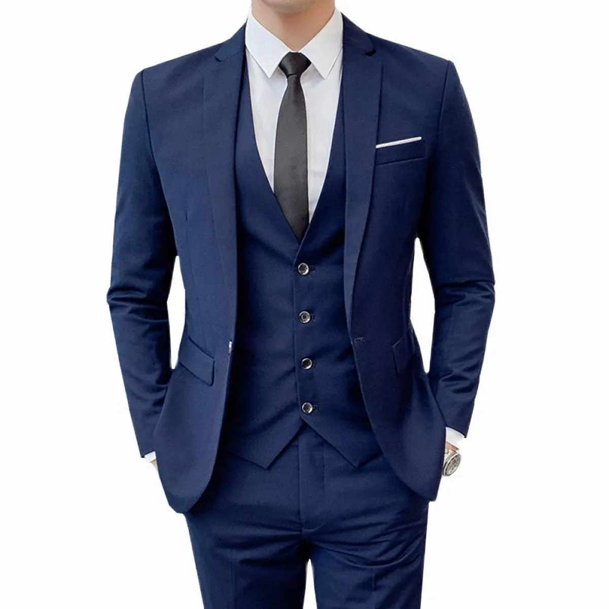 Blazer da sposo da uomo d'affari, pantaloni, abito da sposa, banchetto, tinta unita, vestibilità slim, giacca, cappotto, gilet,