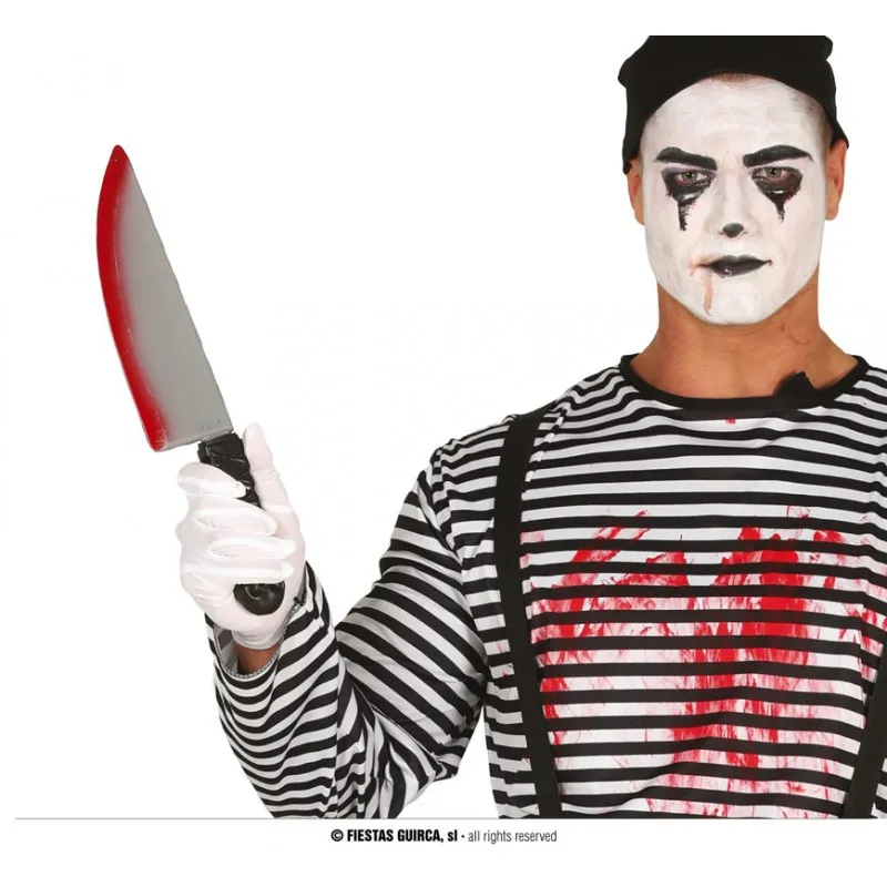 Bloody 37cm Plastic Butcher Knife for Halloween Carnivals and Horror Scenes
