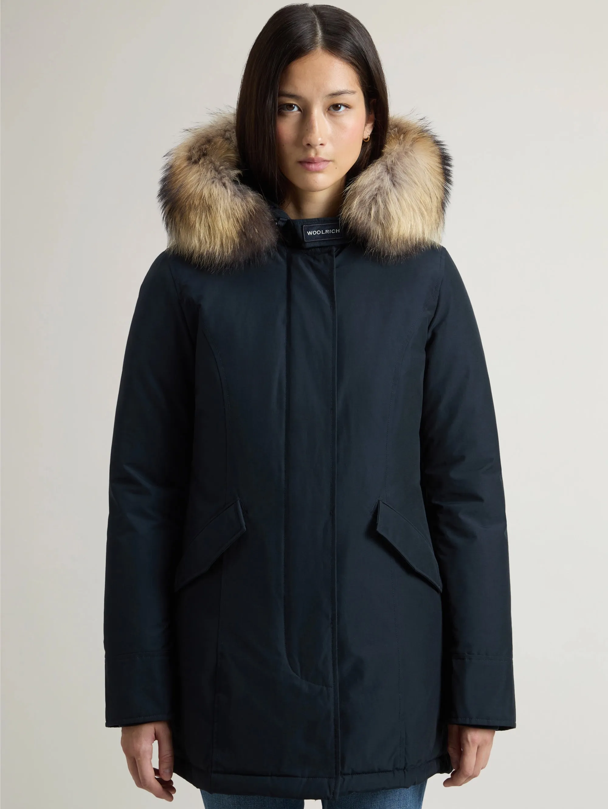 Blue Arctic Hooded Parka with Raccoon Fur