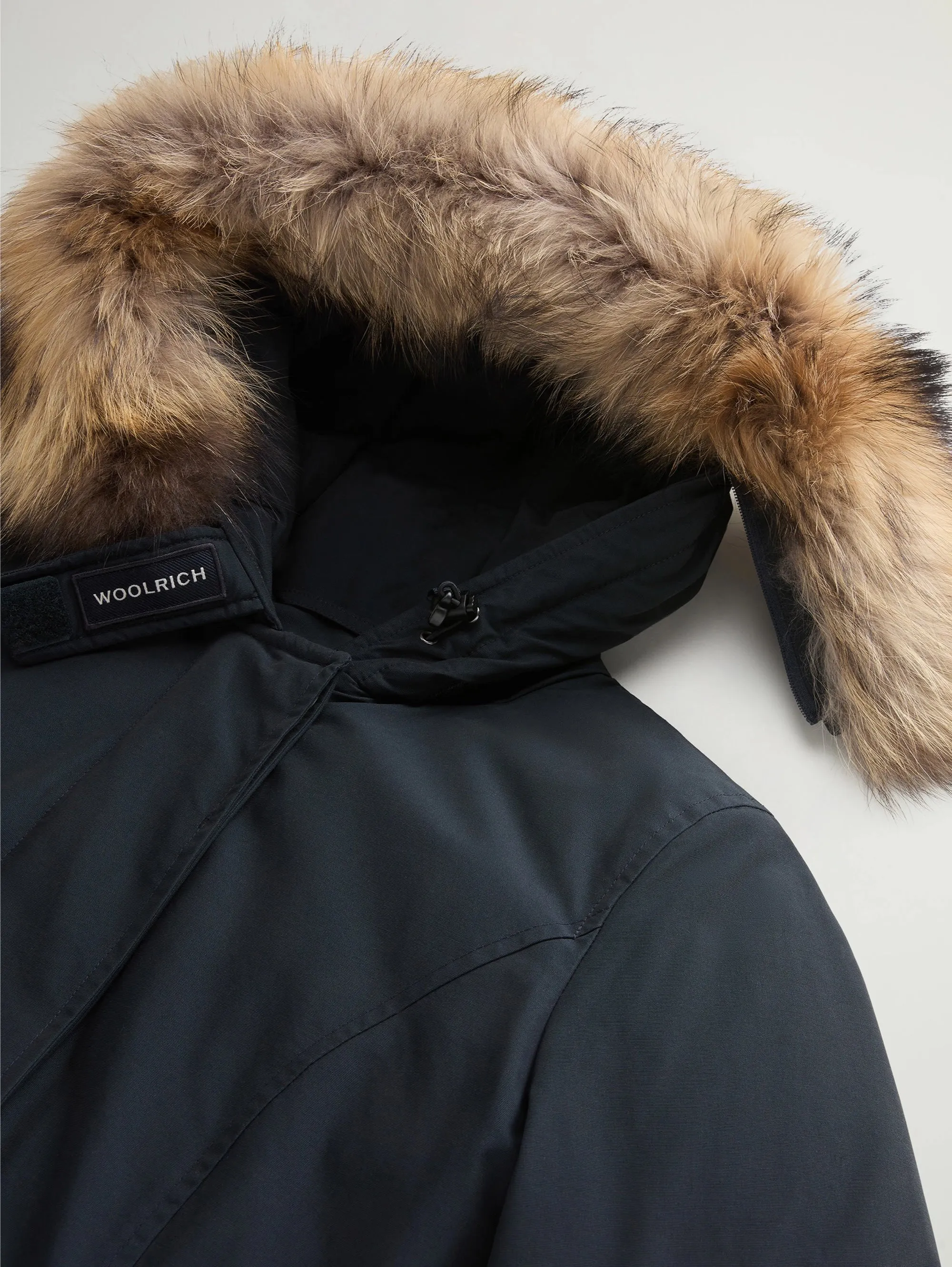 Blue Arctic Hooded Parka with Raccoon Fur