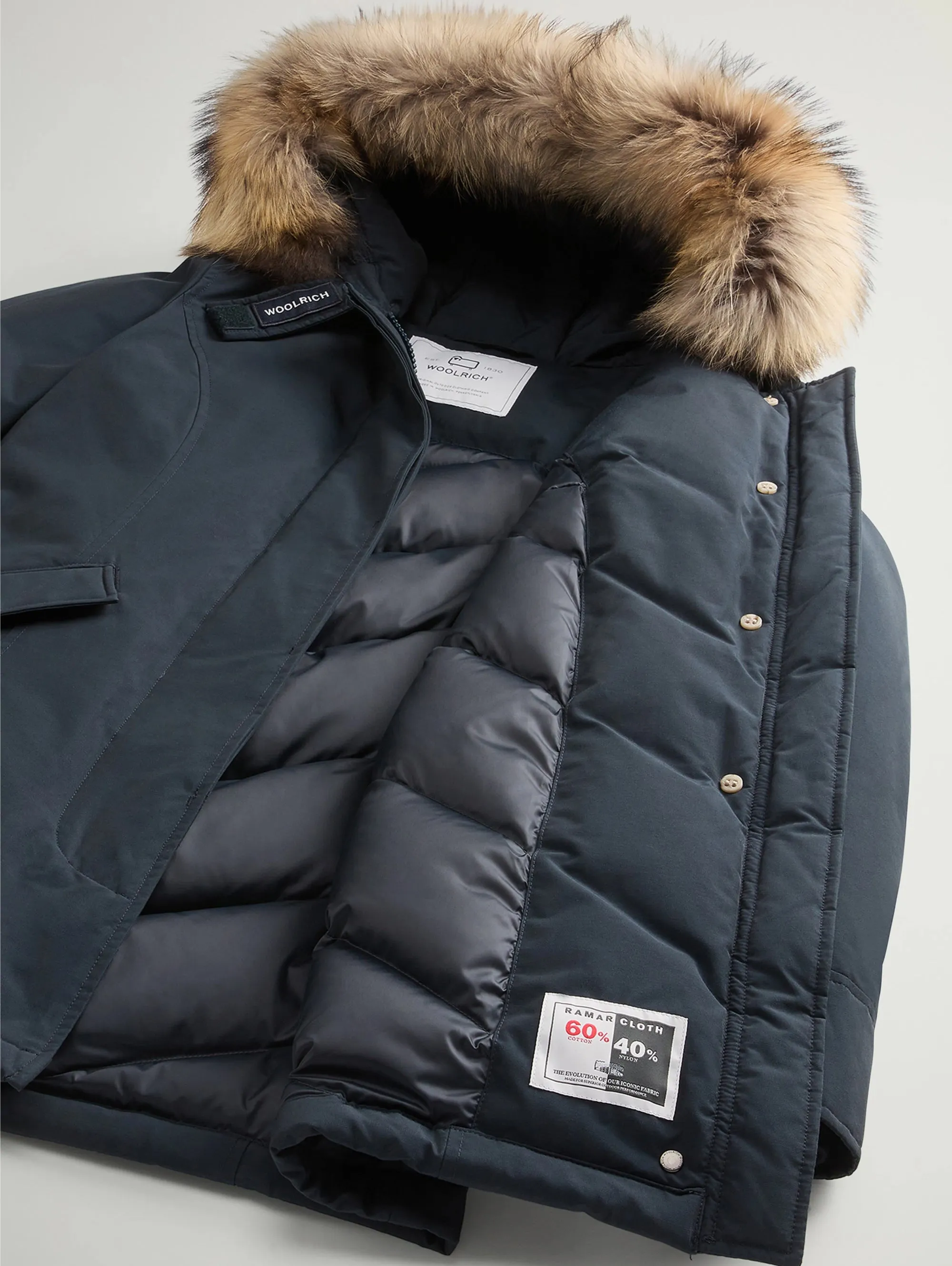 Blue Arctic Hooded Parka with Raccoon Fur