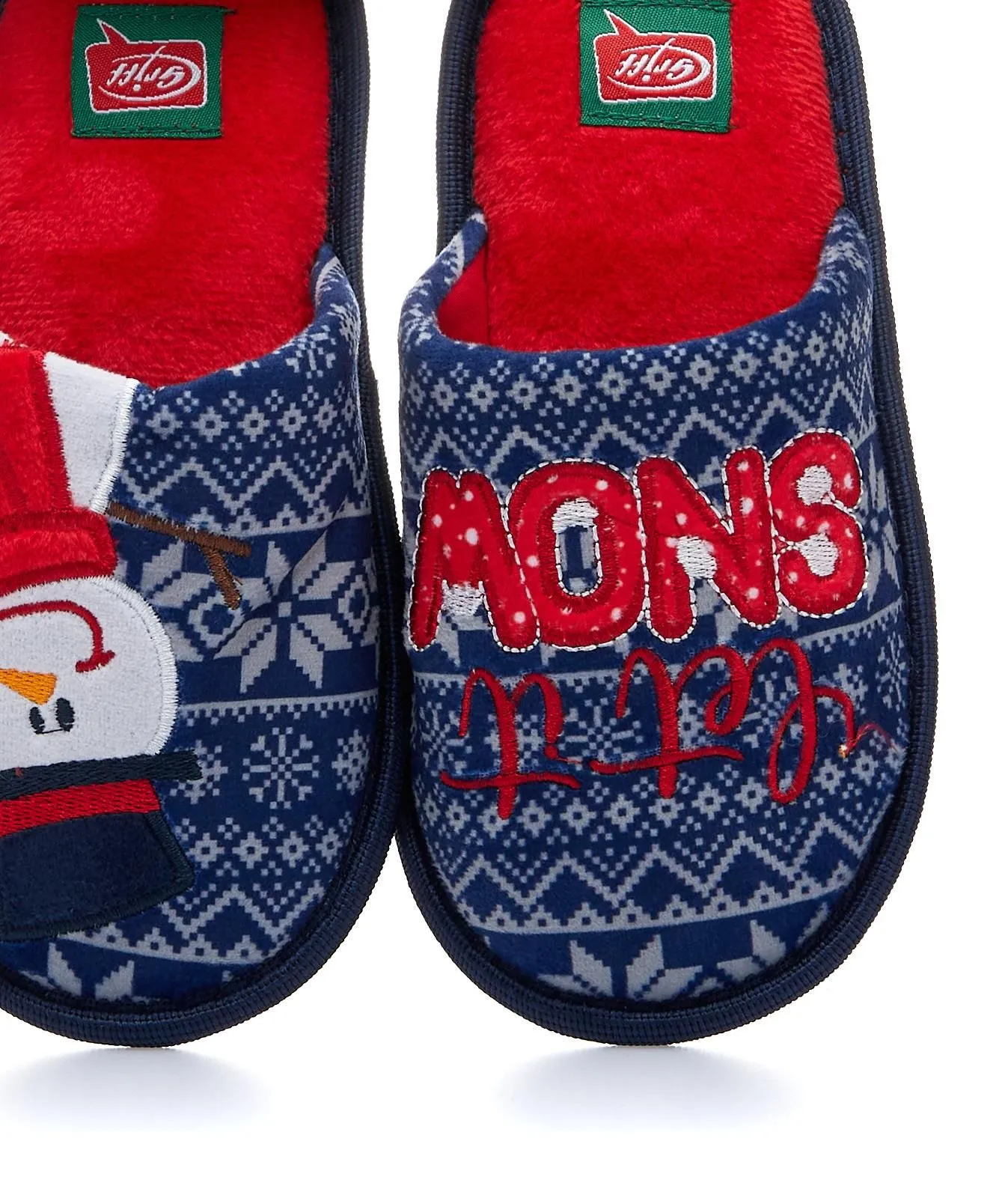 Blue Christmas print home slippers