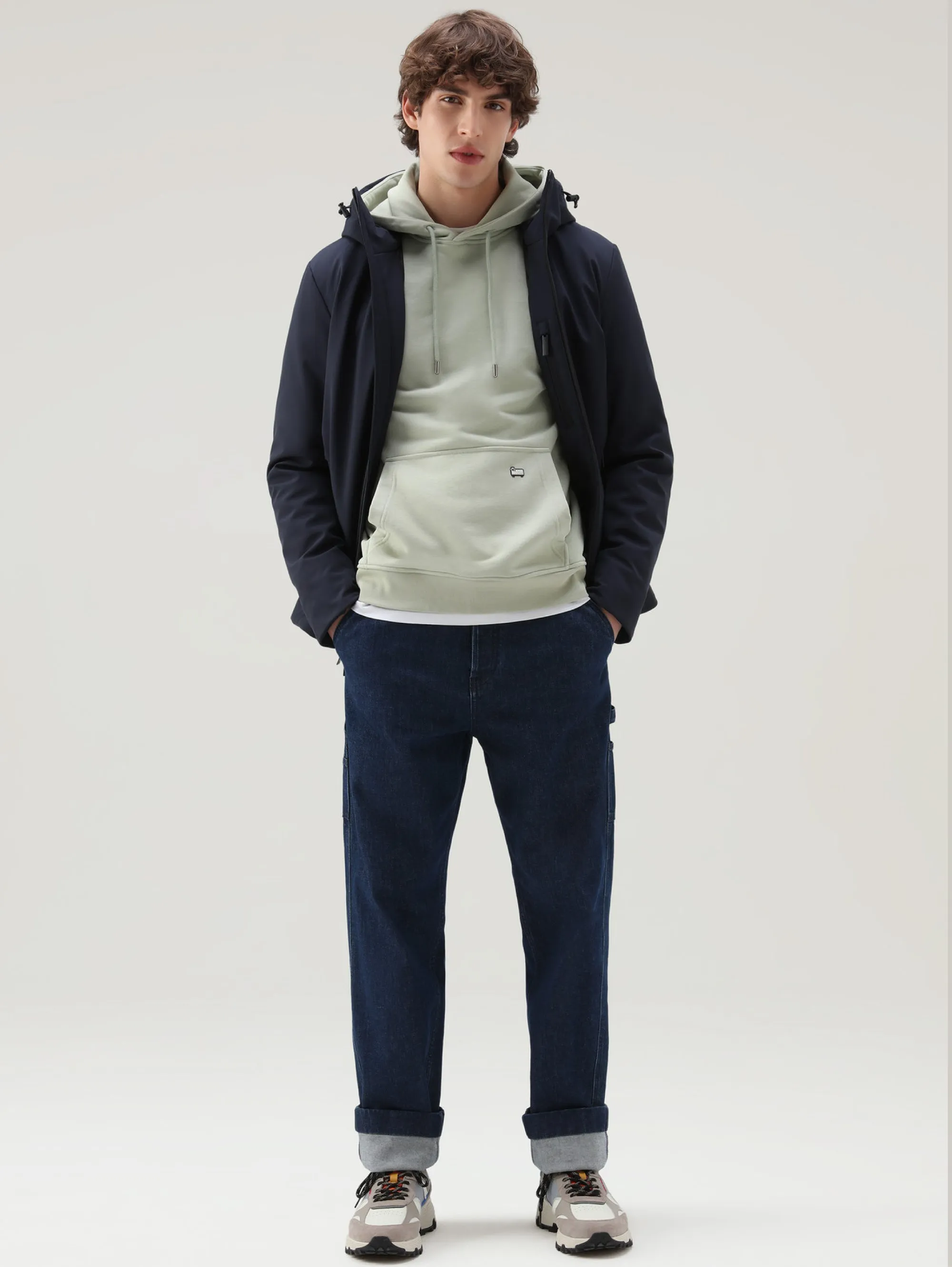 Blue Windproof Hooded Jacket
