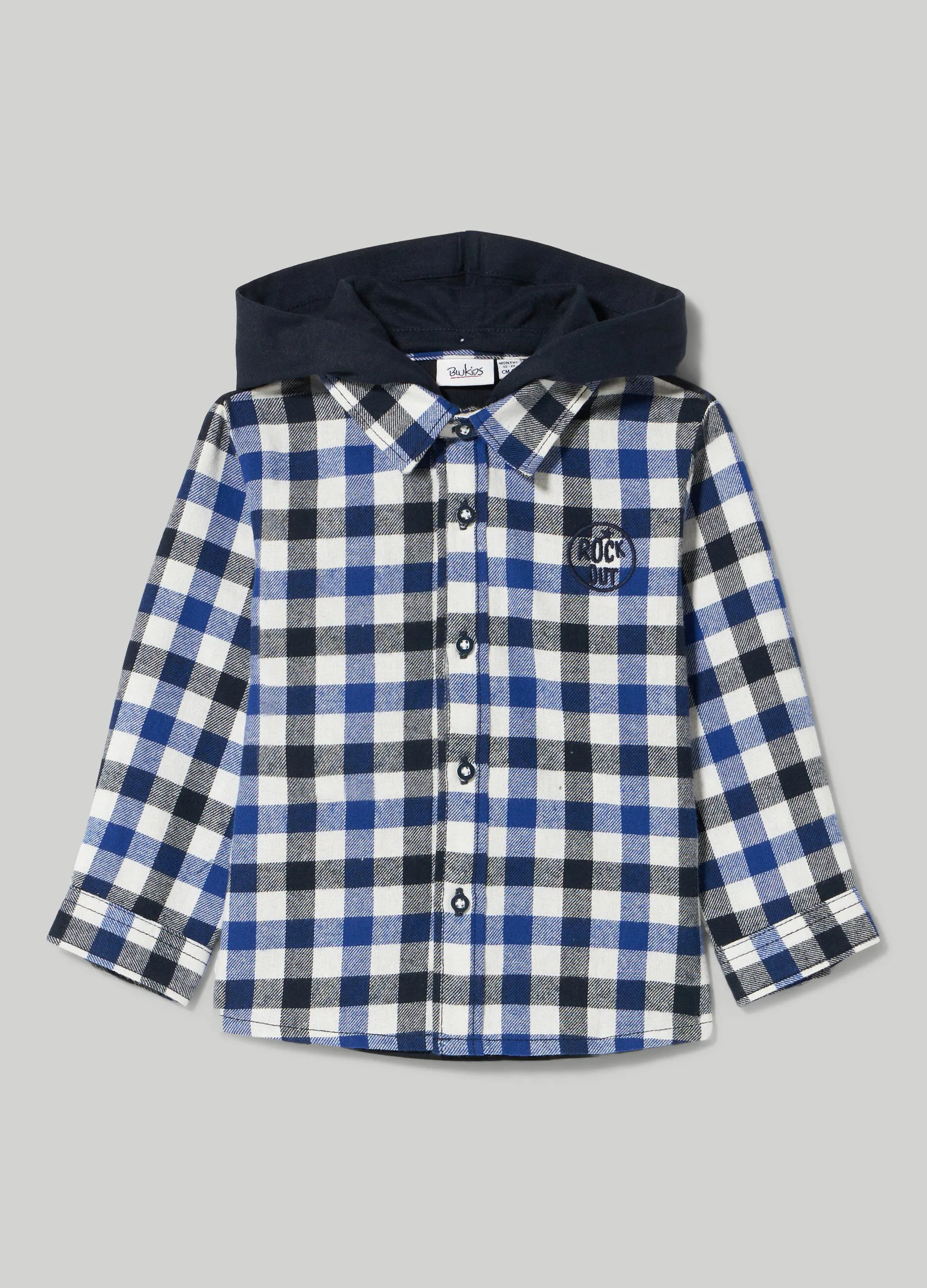 BLUKIDS  Camicia in flanella con cappuccio neonato