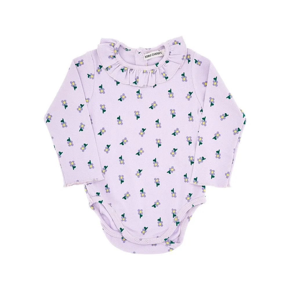 Body in cotone organico 'Pansy Flower'
