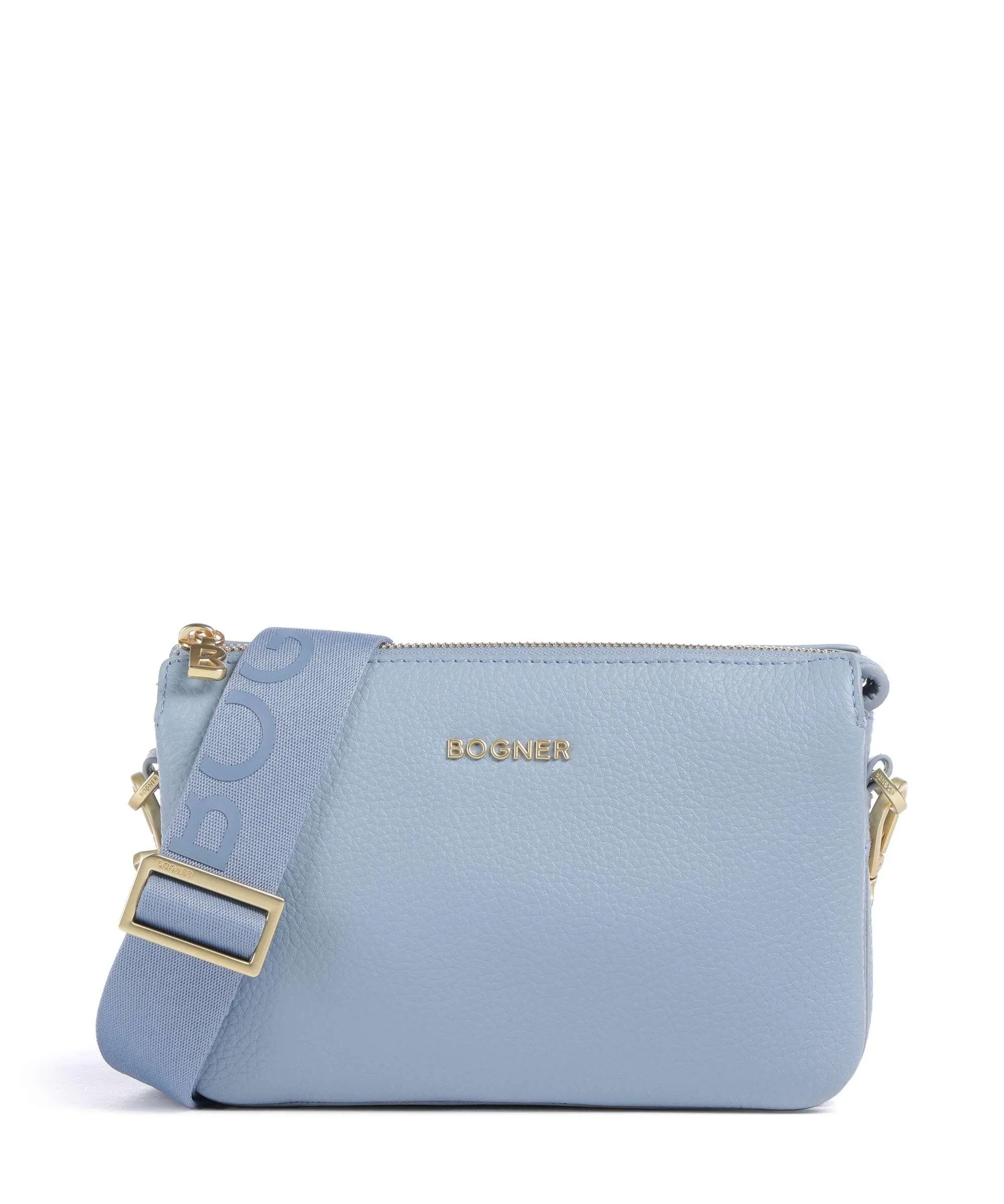 Bogner Wallis Taja Crossbody Bag in Light Blue Grained Calfskin Leather