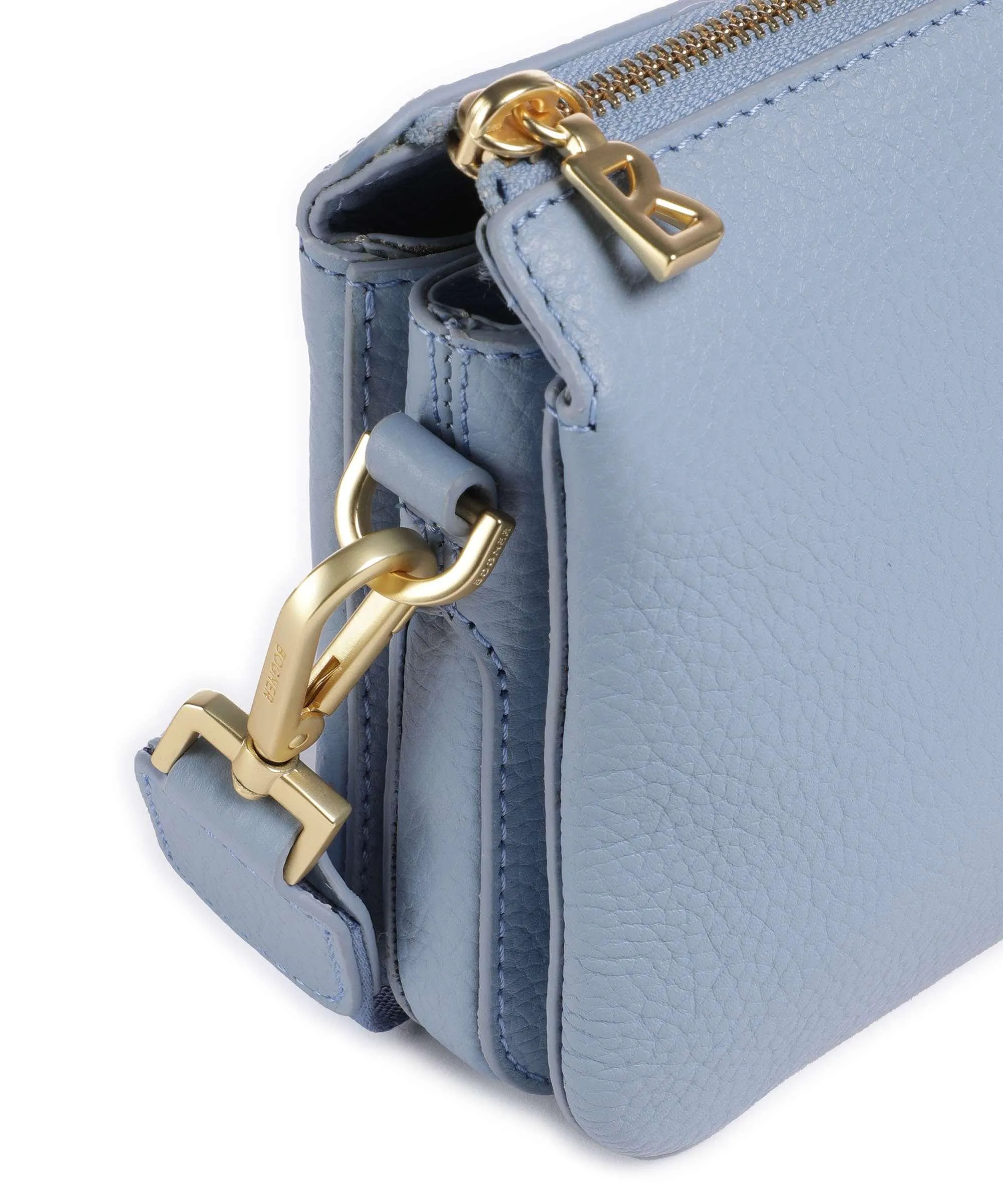 Bogner Wallis Taja Crossbody Bag in Light Blue Grained Calfskin Leather