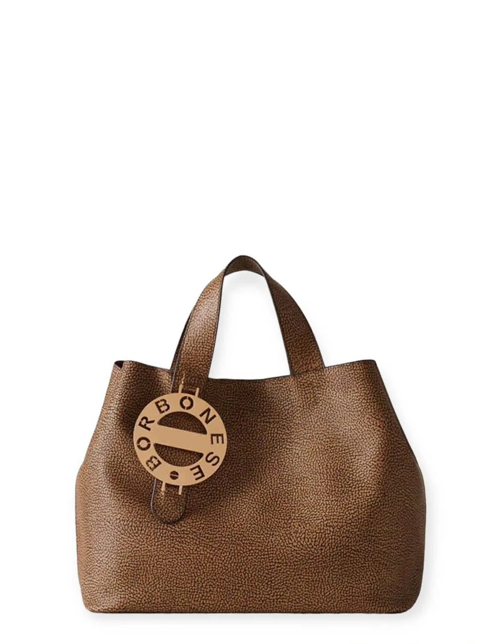 Borbonese Shopper Tote Bag 011 Natural Canvas Handbag Medium