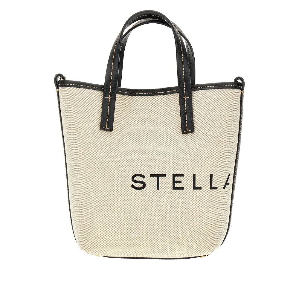 Borsa a secchiello in tela con stampa logo