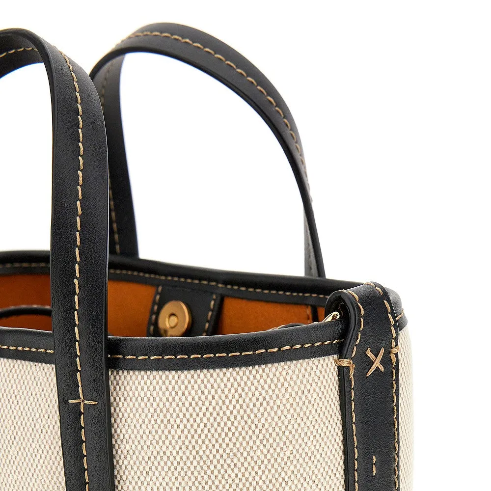 Borsa a secchiello in tela con stampa logo