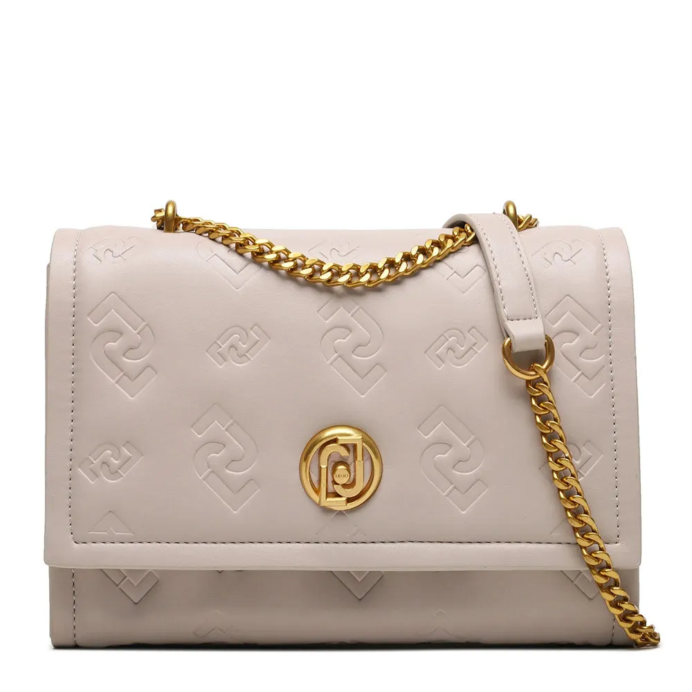 Borsa Donna a Spalla e a Tracolla LIU JO Ecosostenibile con Logo Embossed color Bone