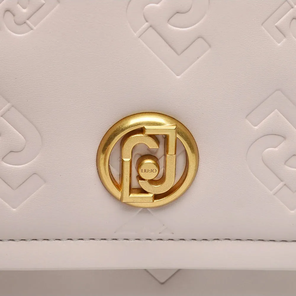 Borsa Donna a Spalla e a Tracolla LIU JO Ecosostenibile con Logo Embossed color Bone