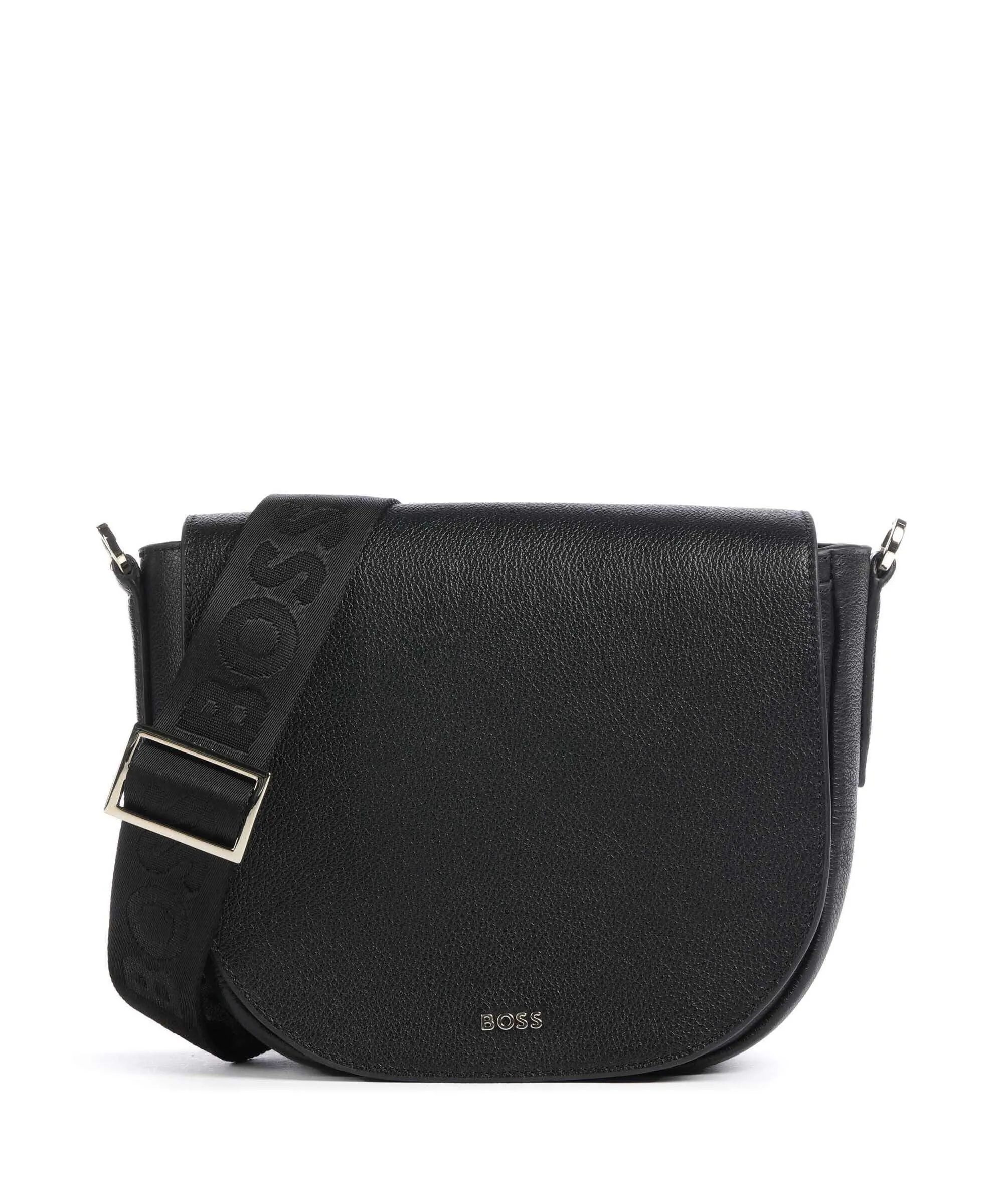 BOSS Alyce Black Granulated Leather Crossbody Bag