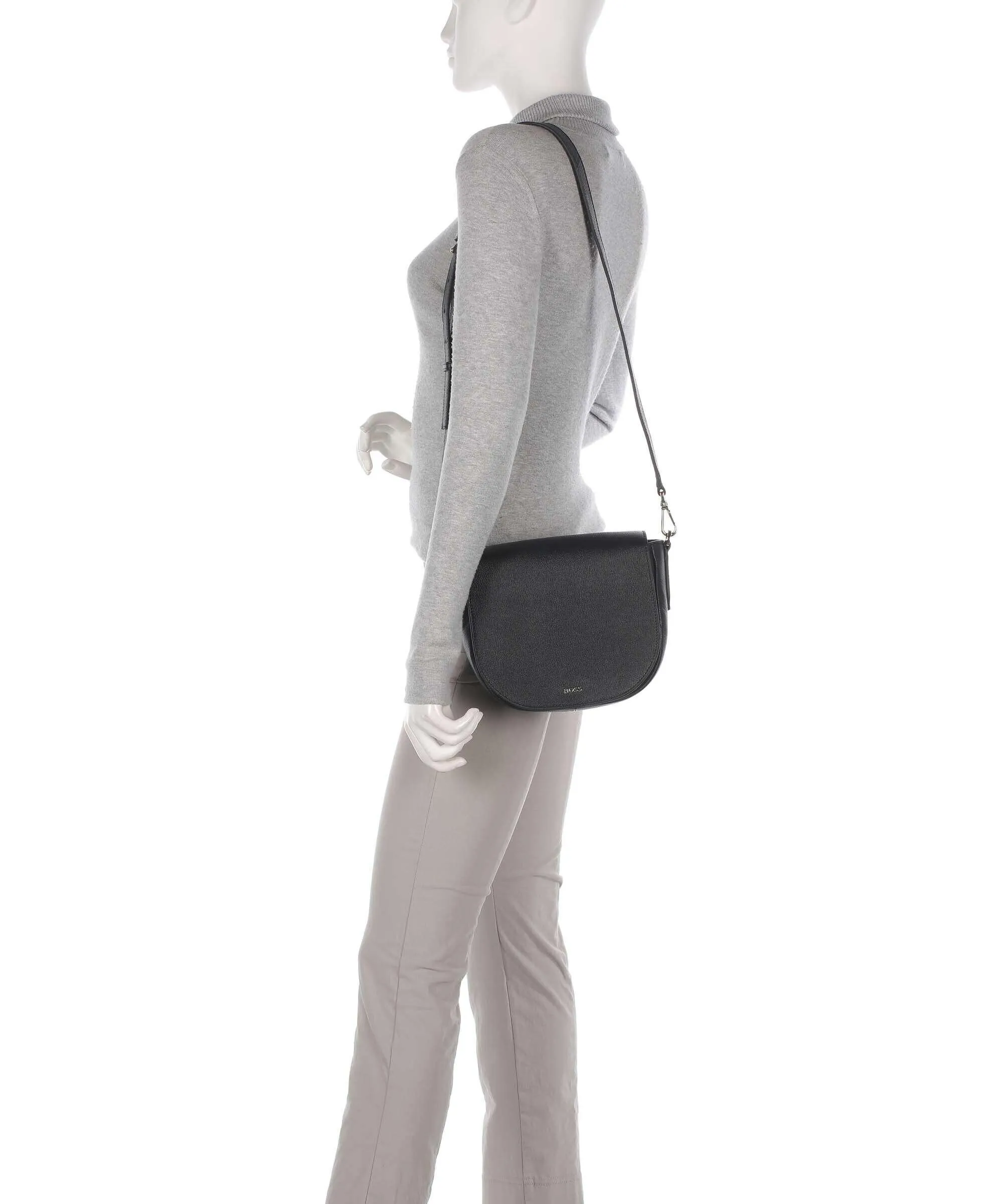 BOSS Alyce Black Granulated Leather Crossbody Bag