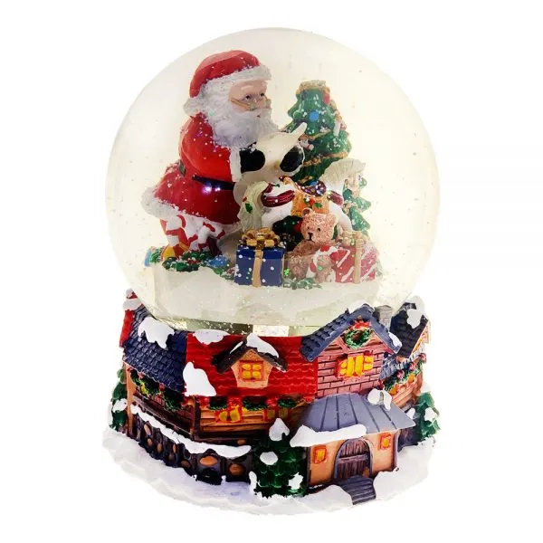 Snow Globe Music Box with Santa Claus and Gifts 23 cm