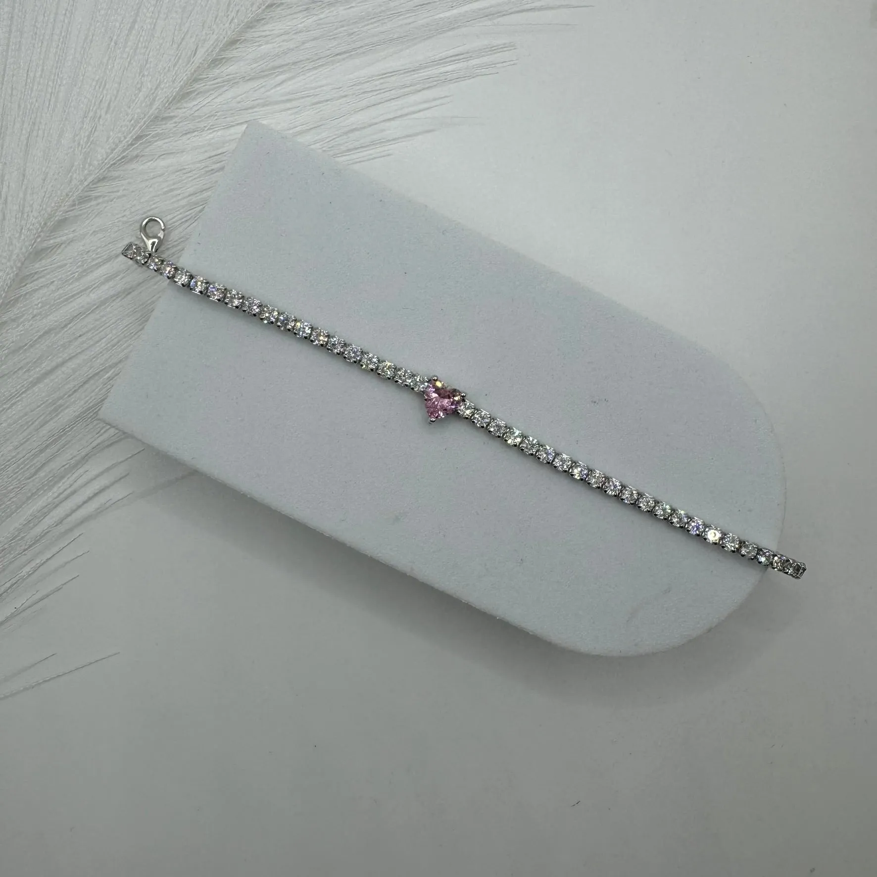 Bracciale tennis cuore argento con zirconi
