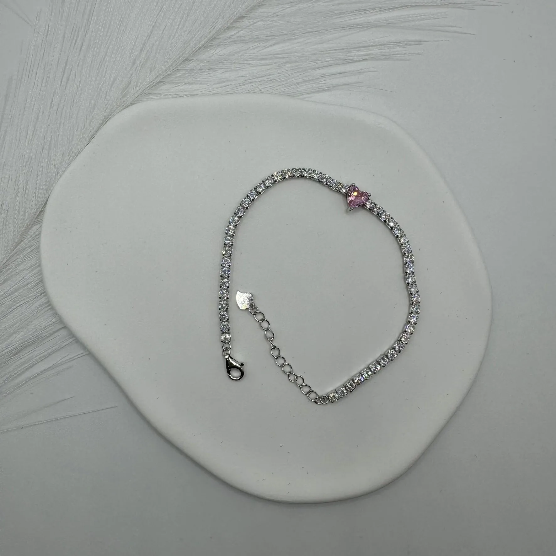 Bracciale tennis cuore argento con zirconi