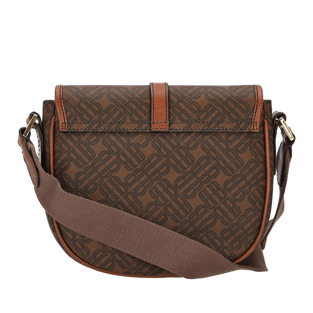 Brown Canvas Logo Bag for Women with Shoulder Strap from THE BRIDGE Anna Collection