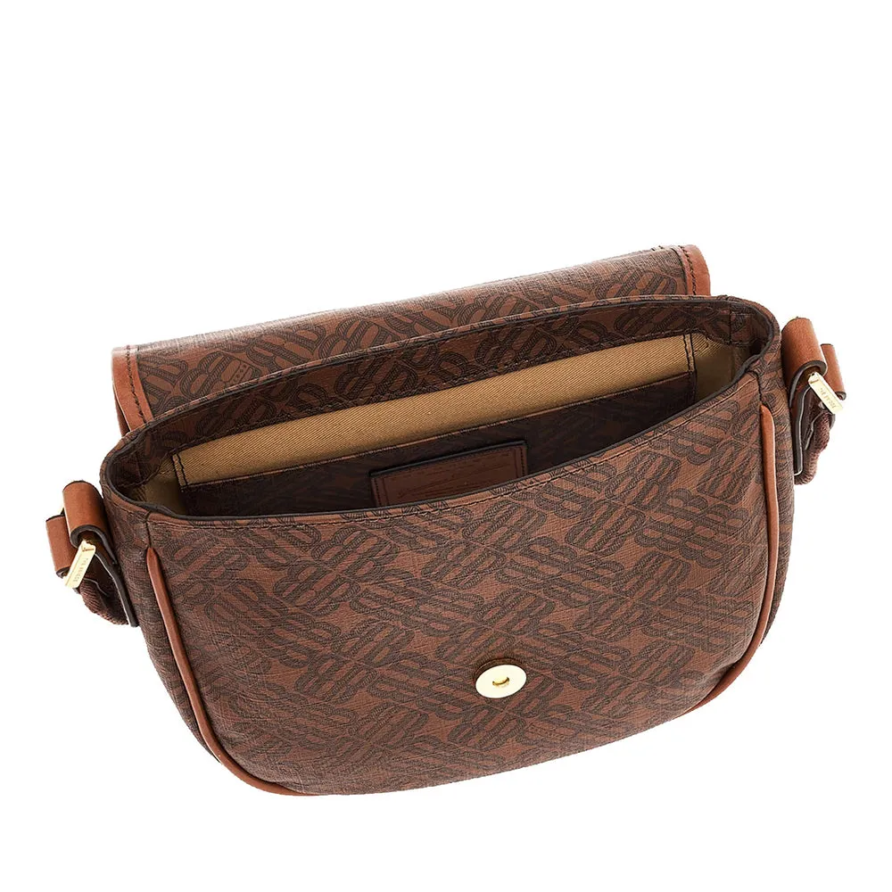 Brown Canvas Logo Bag for Women with Shoulder Strap from THE BRIDGE Anna Collection
