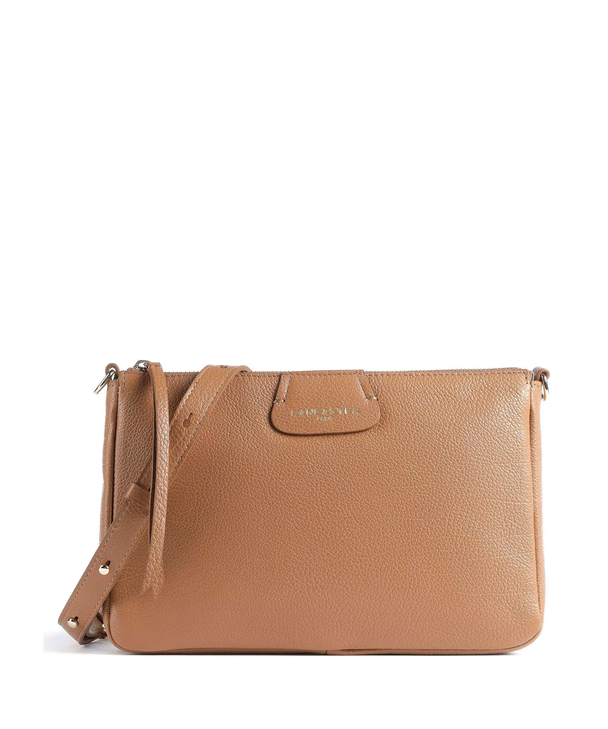 Brown Grained Calfskin Crossbody Bag by Lancaster Dune PS