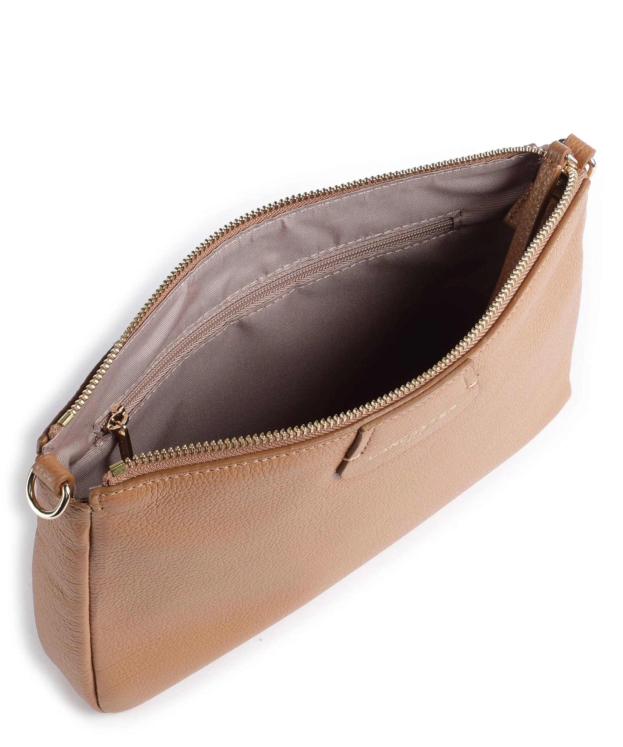 Brown Grained Calfskin Crossbody Bag by Lancaster Dune PS