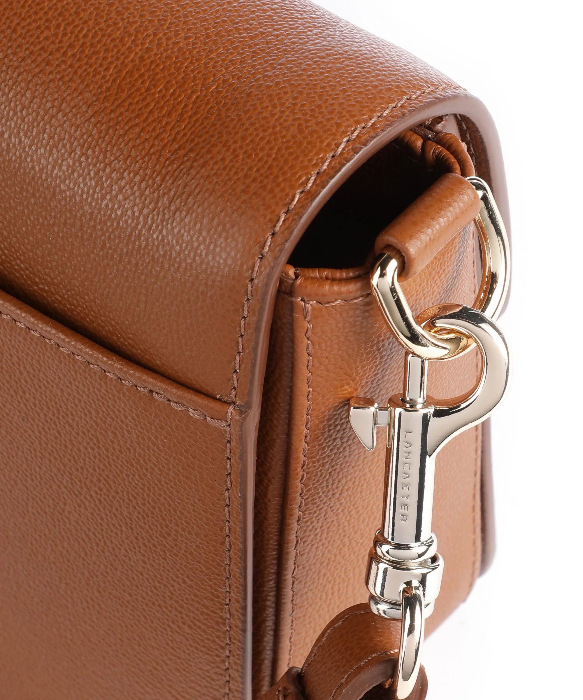 Brown Grained Calfskin Crossbody Bag by Lancaster Valor