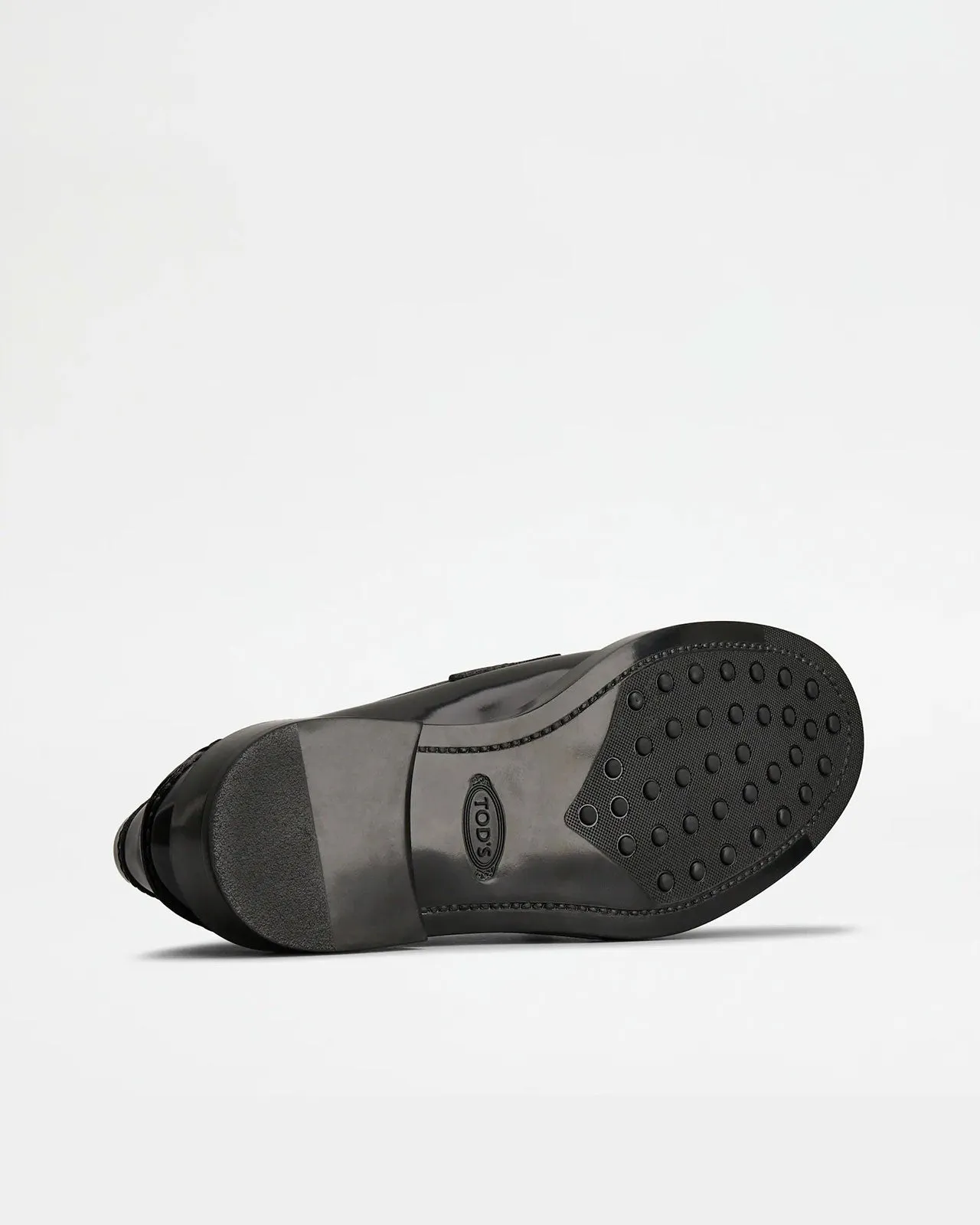 Brushed leather low rubber moccasin
