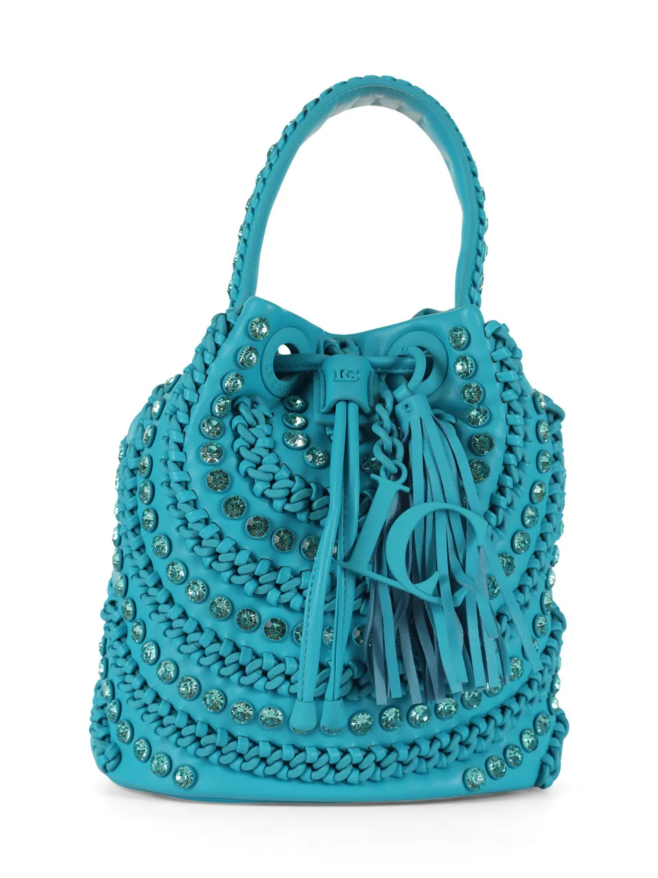 Bucket bag ANDROMEDA with stones.