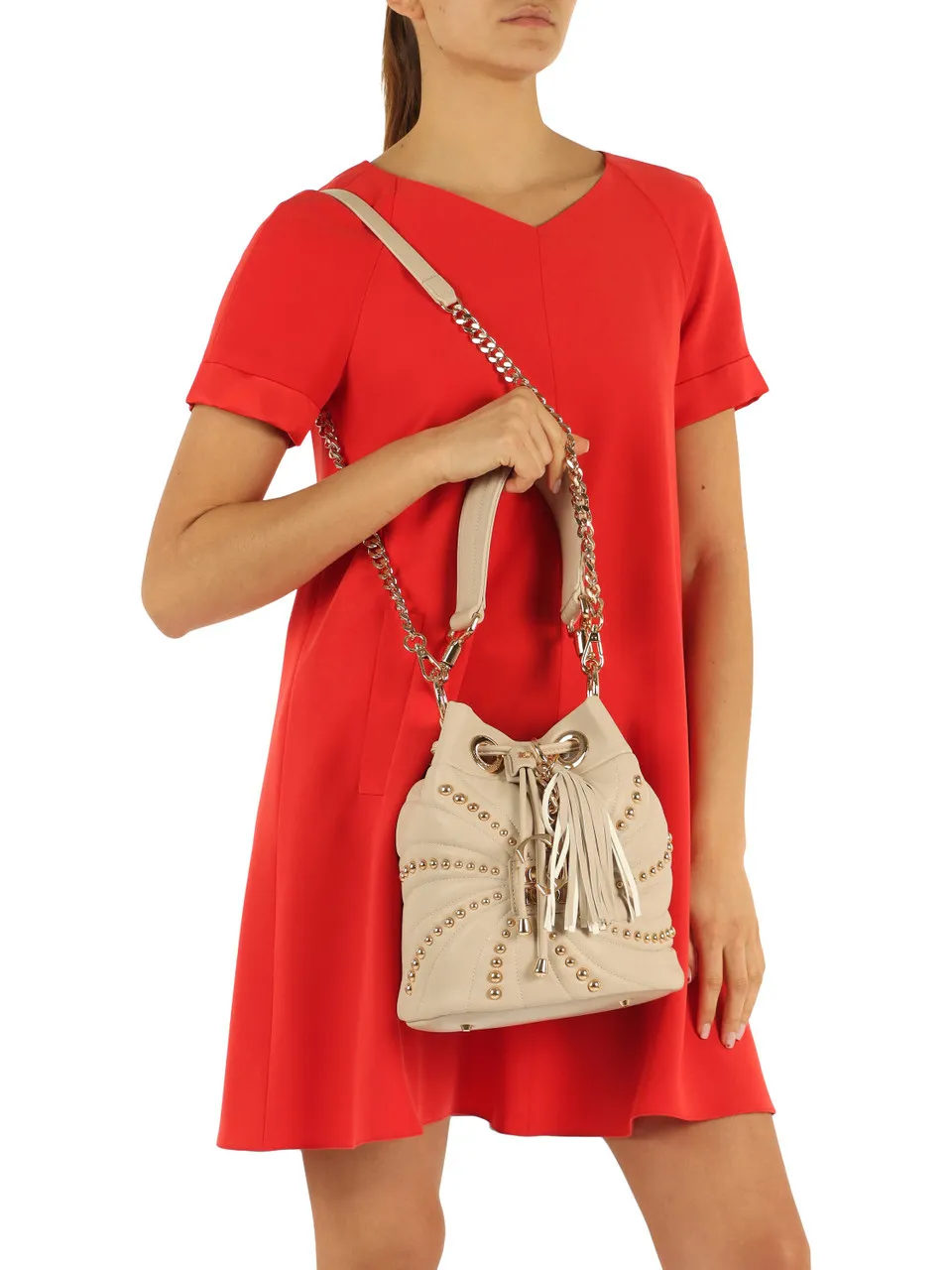 Bucket bag with OYSTER STUDS