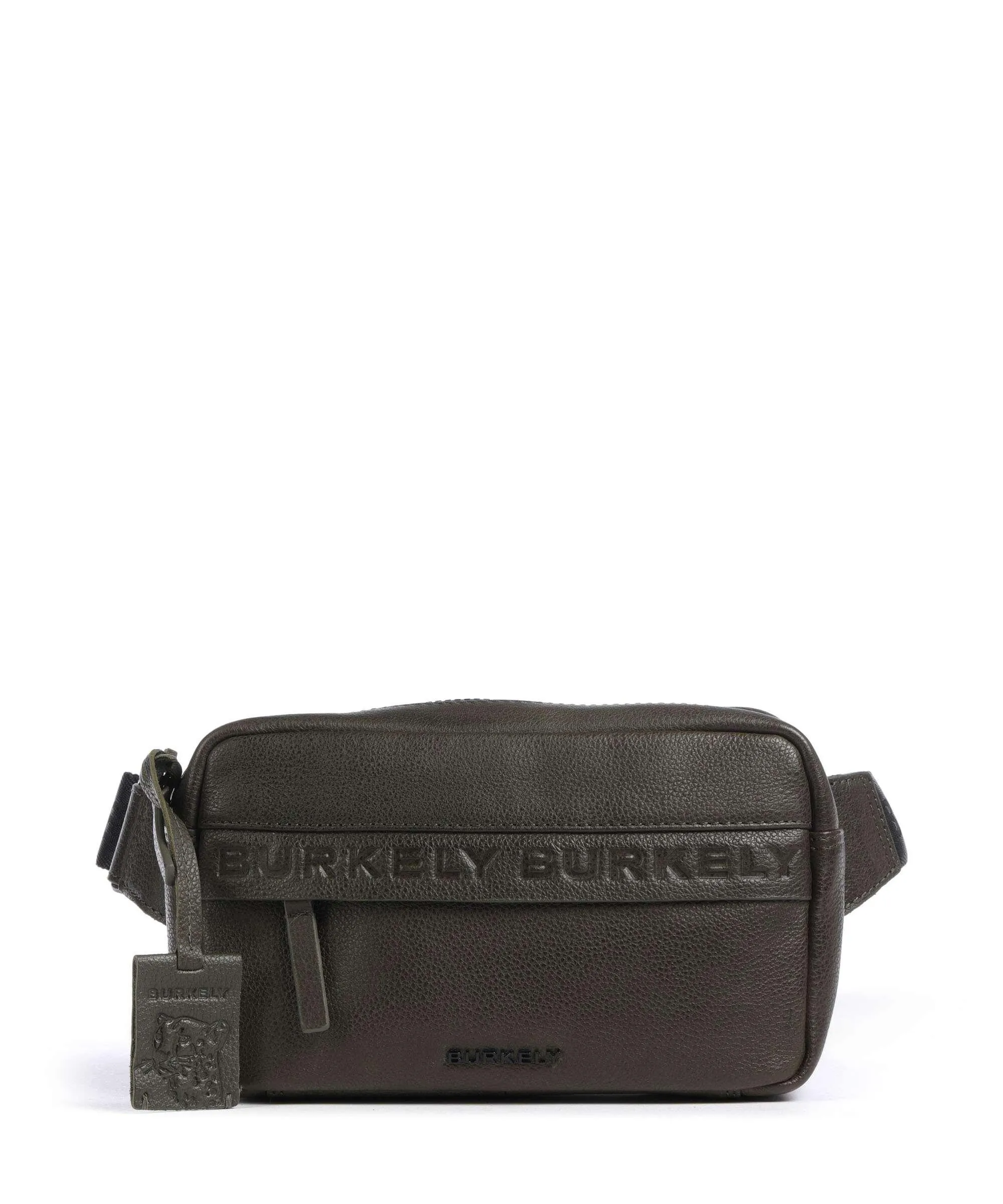 Burkely Minimal Mason Olive Green Granulated Leather Crossbody Bag