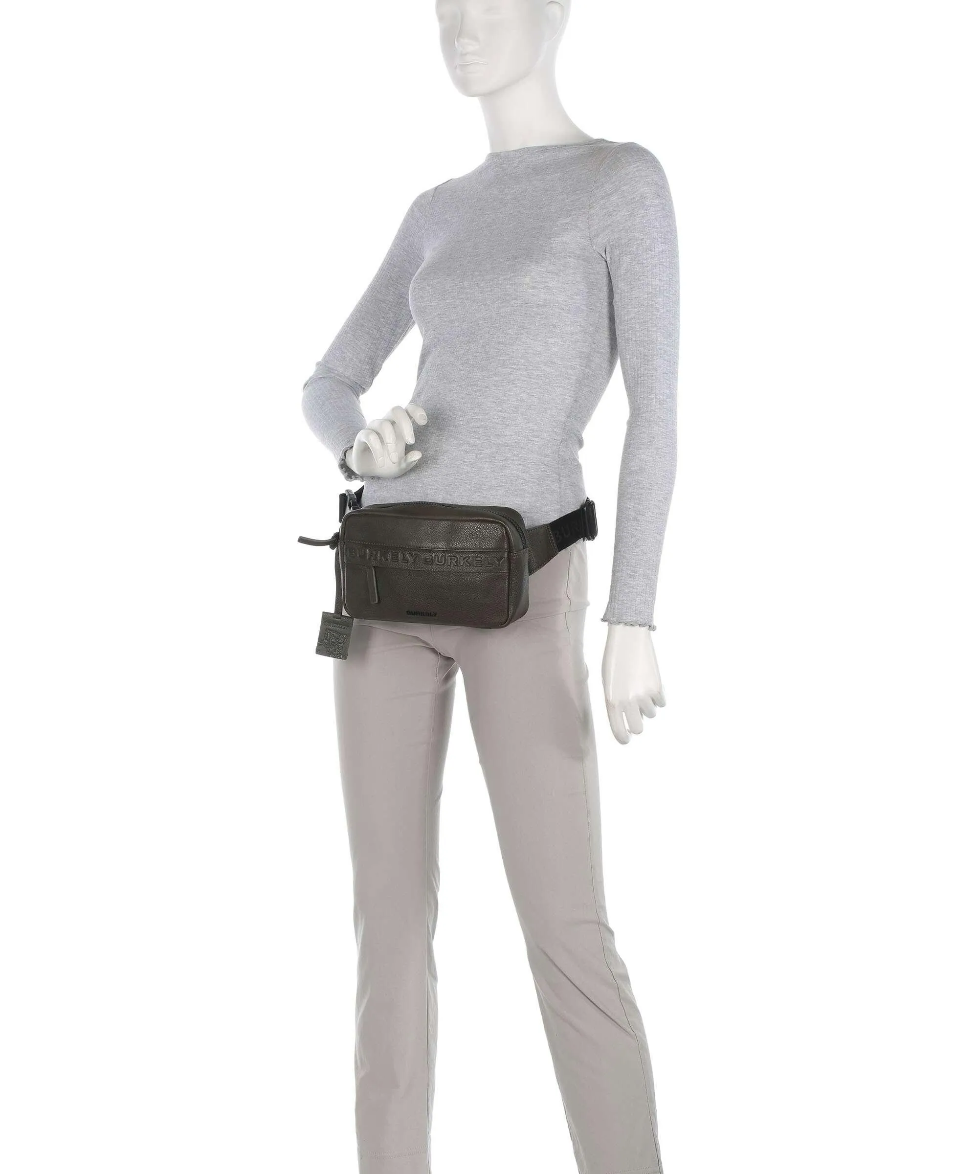 Burkely Minimal Mason Olive Green Granulated Leather Crossbody Bag