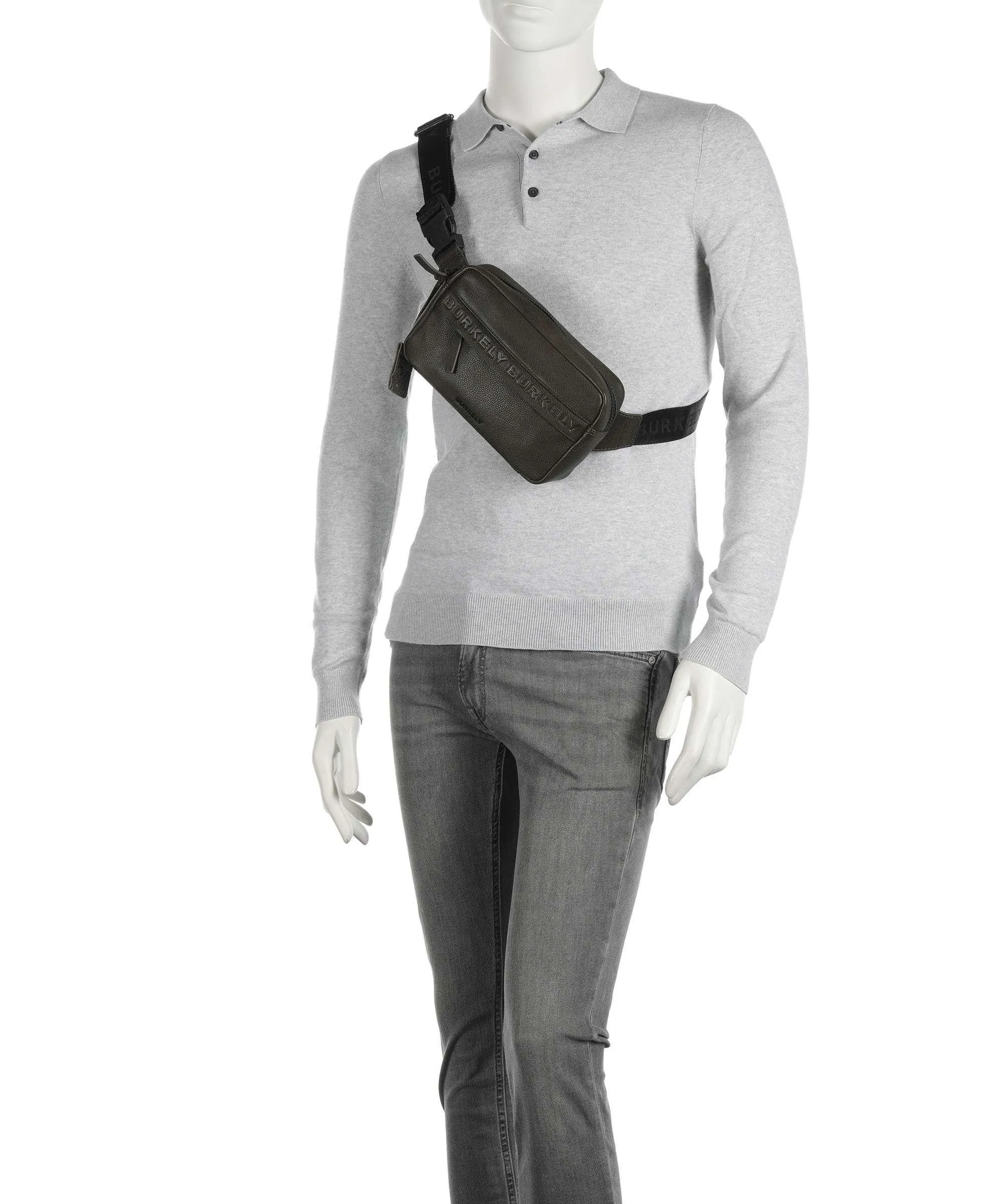 Burkely Minimal Mason Olive Green Granulated Leather Crossbody Bag