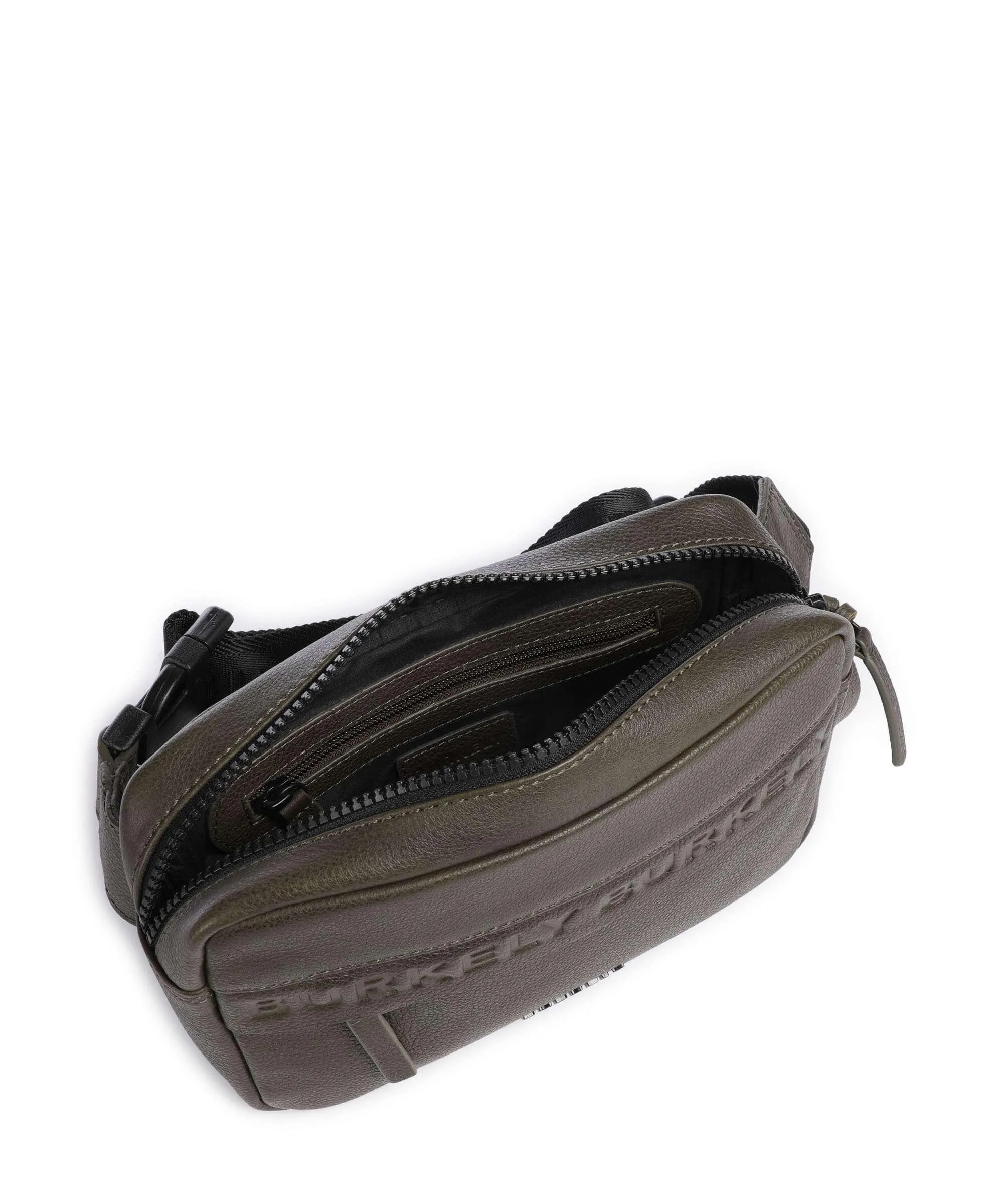 Burkely Minimal Mason Olive Green Granulated Leather Crossbody Bag