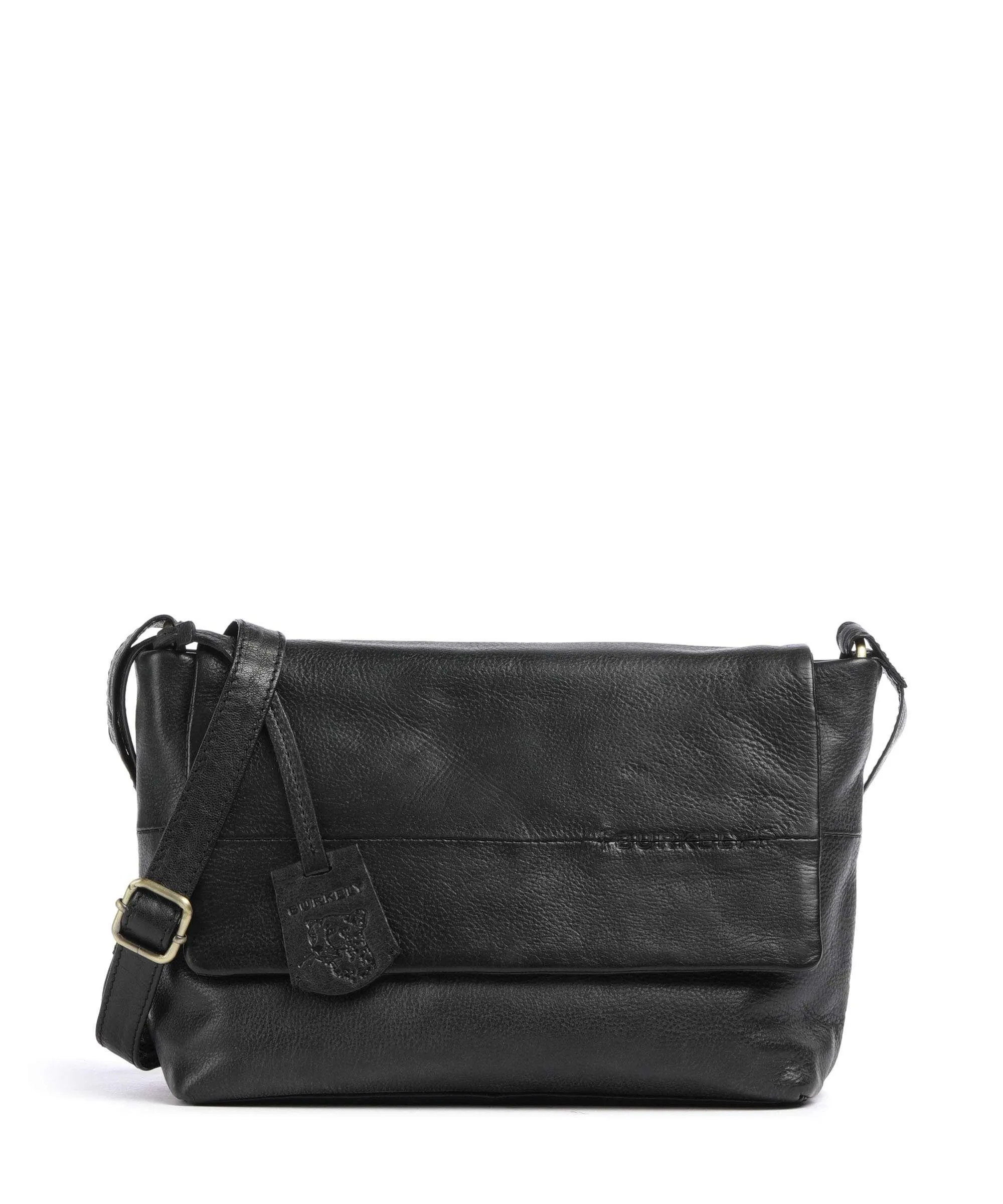 Burkely Natural Norah Black Grained Cowhide Leather Crossbody Bag