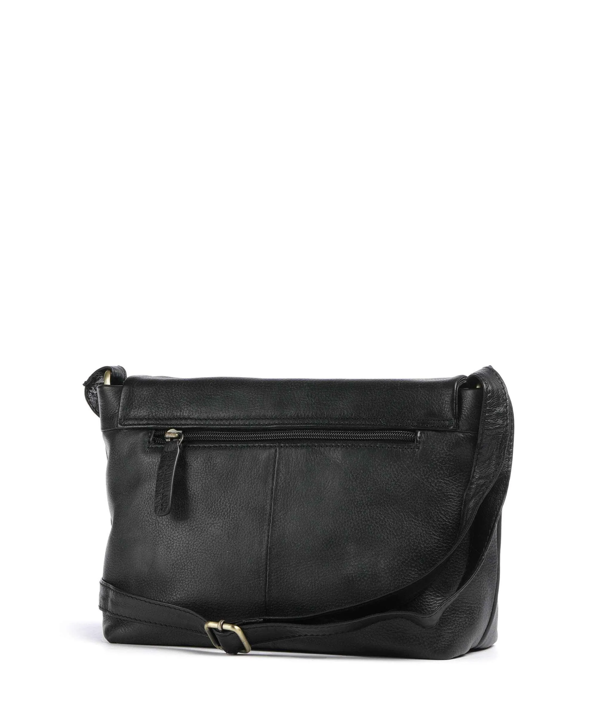 Burkely Natural Norah Black Grained Cowhide Leather Crossbody Bag