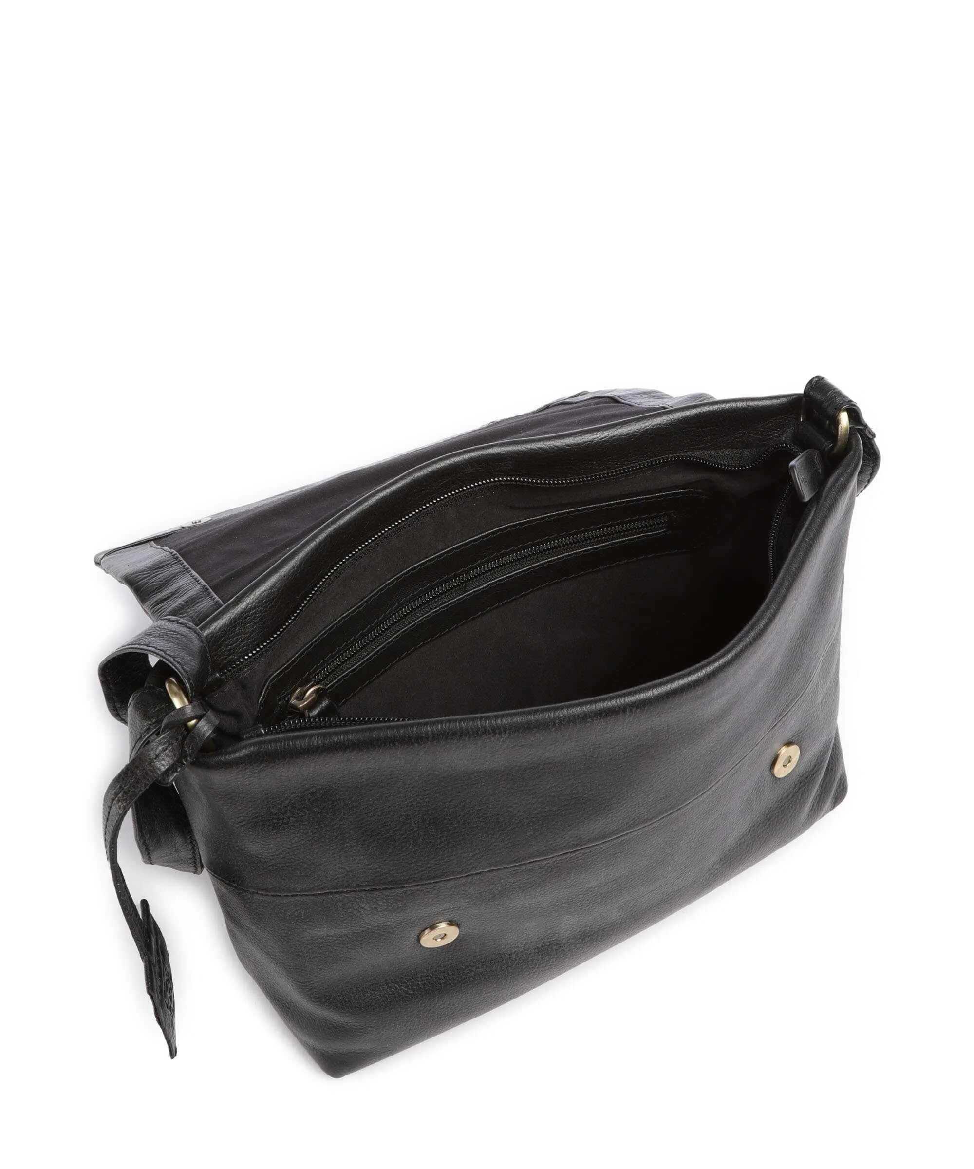 Burkely Natural Norah Black Grained Cowhide Leather Crossbody Bag