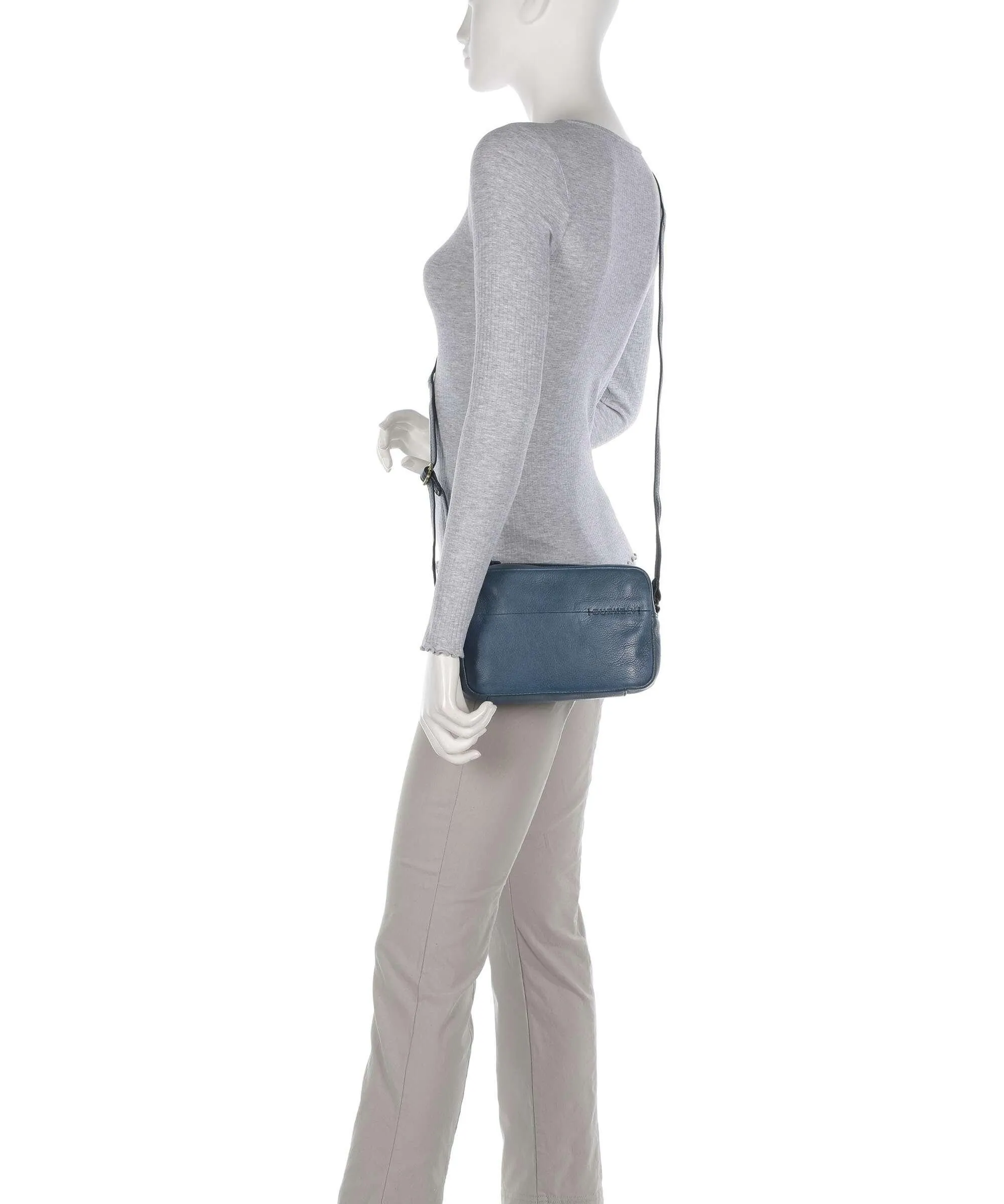 Burkely Natural Norah Petrol Grained Cowhide Leather Crossbody Bag