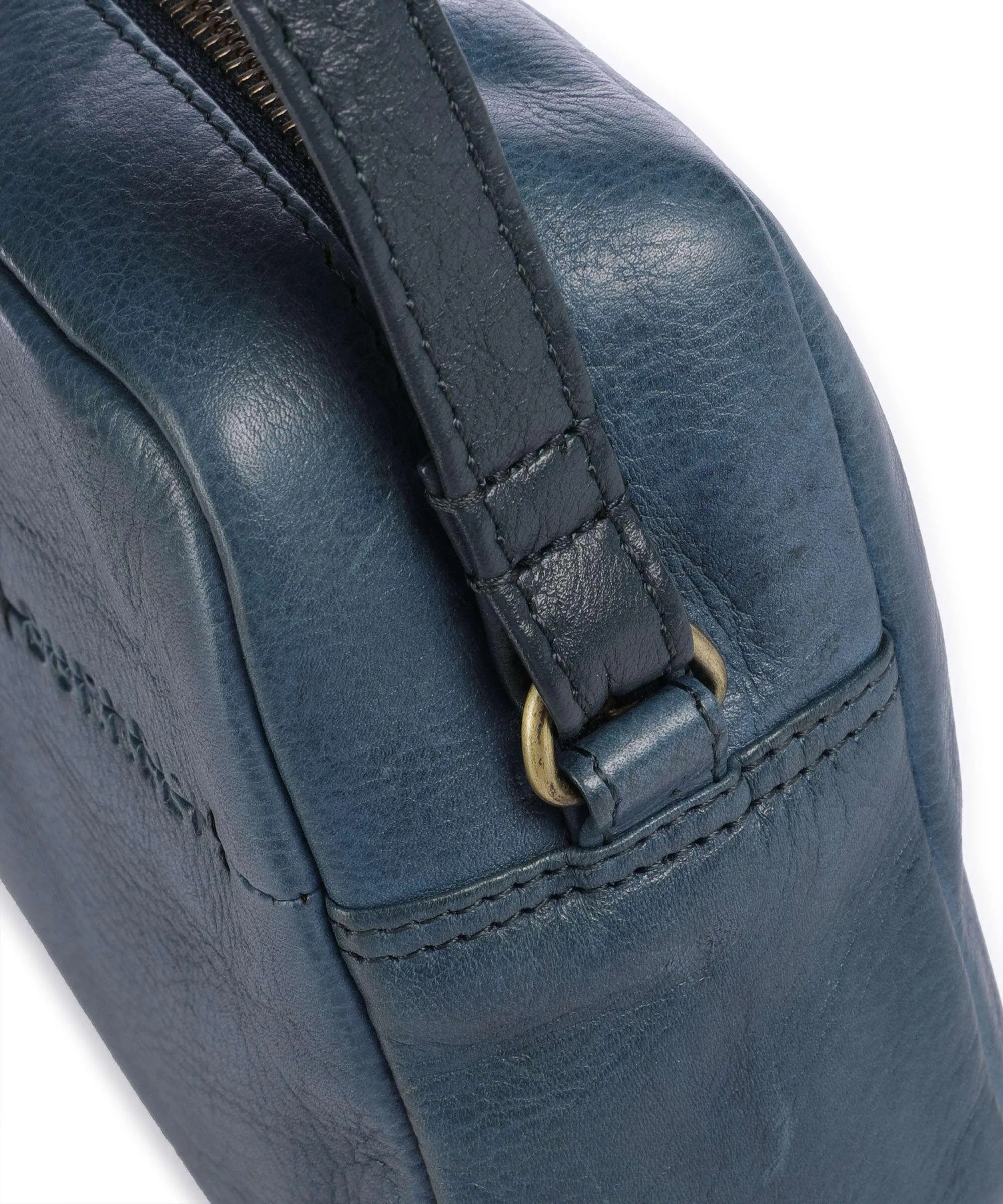 Burkely Natural Norah Petrol Grained Cowhide Leather Crossbody Bag