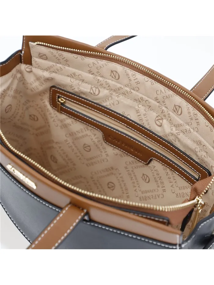 CAFENOIR  BORSA A SPALLA TB0702 NERO/CUOIO