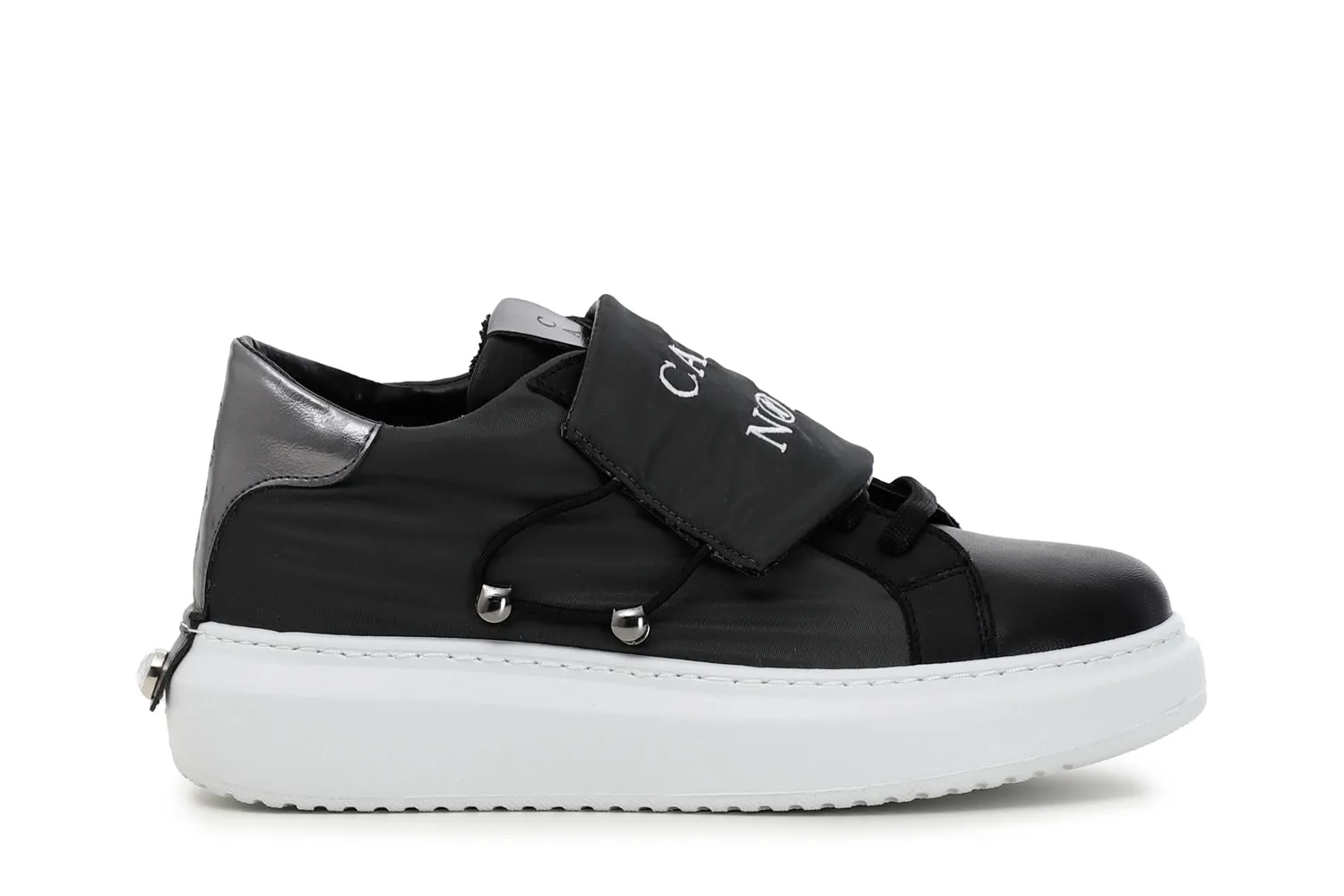 CafèNoir women's fabric and leather sneakers
