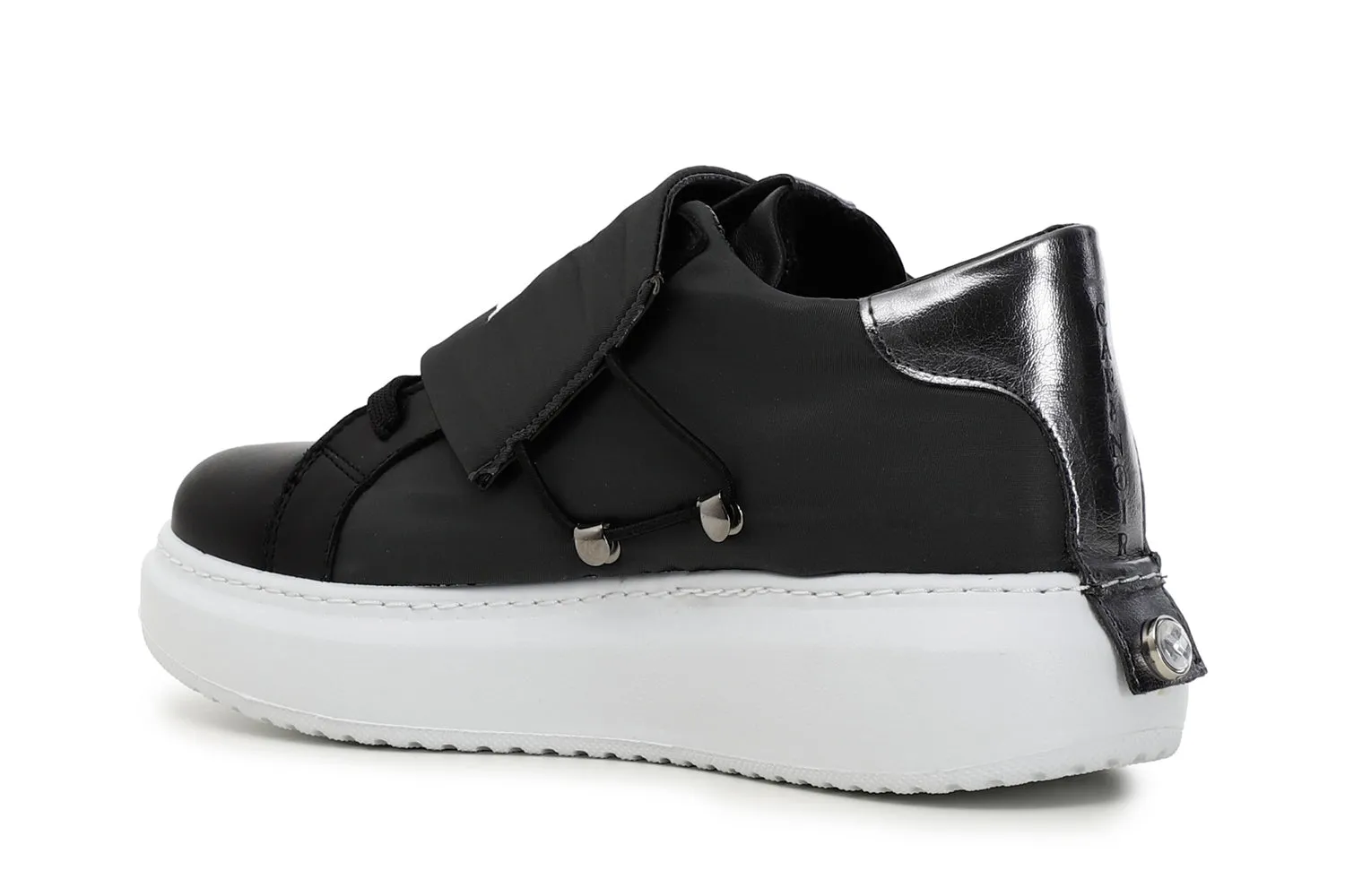 CafèNoir women's fabric and leather sneakers
