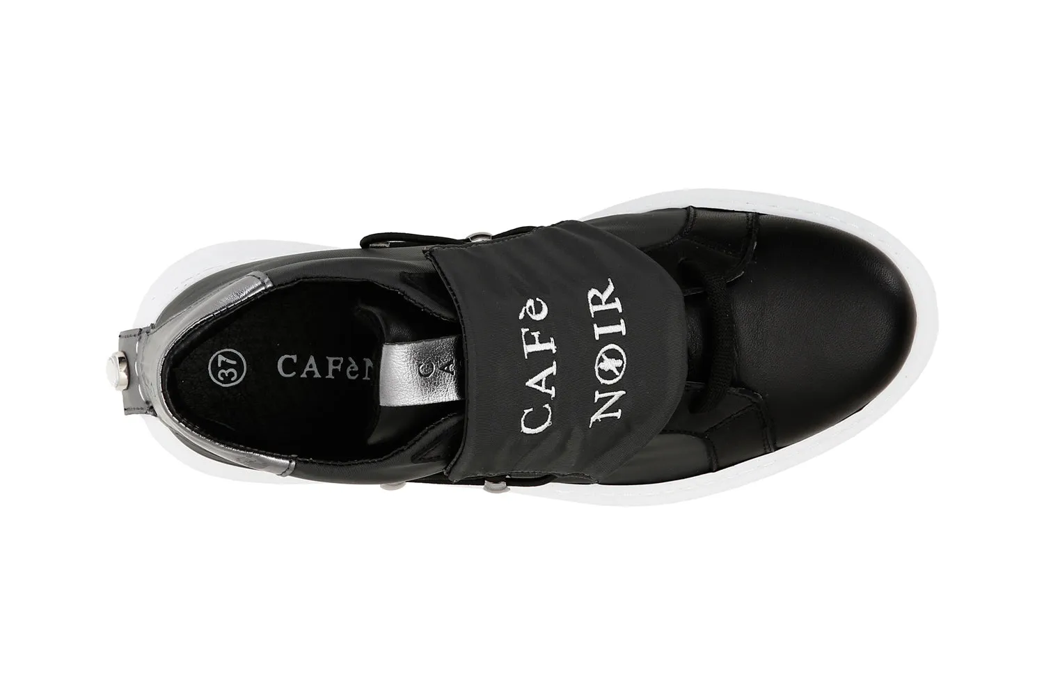 CafèNoir women's fabric and leather sneakers