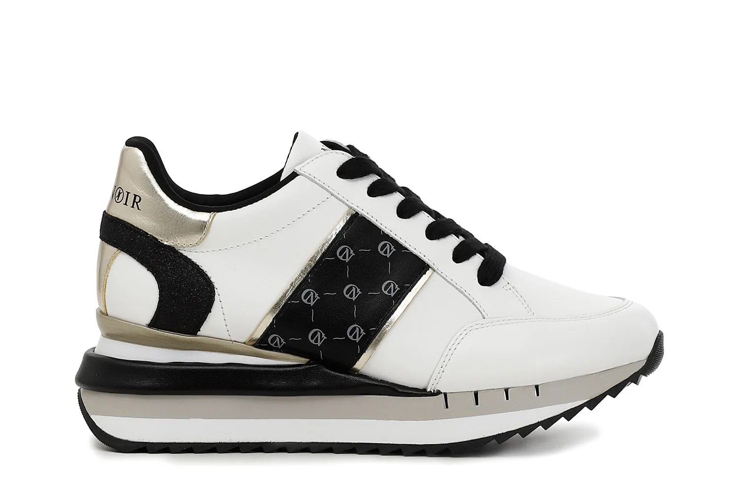 CafèNoir women's leather lace-up sneakers with logo detail