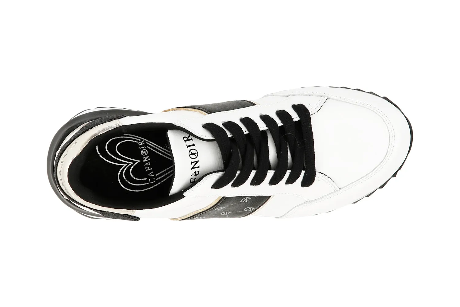 CafèNoir women's leather lace-up sneakers with logo detail