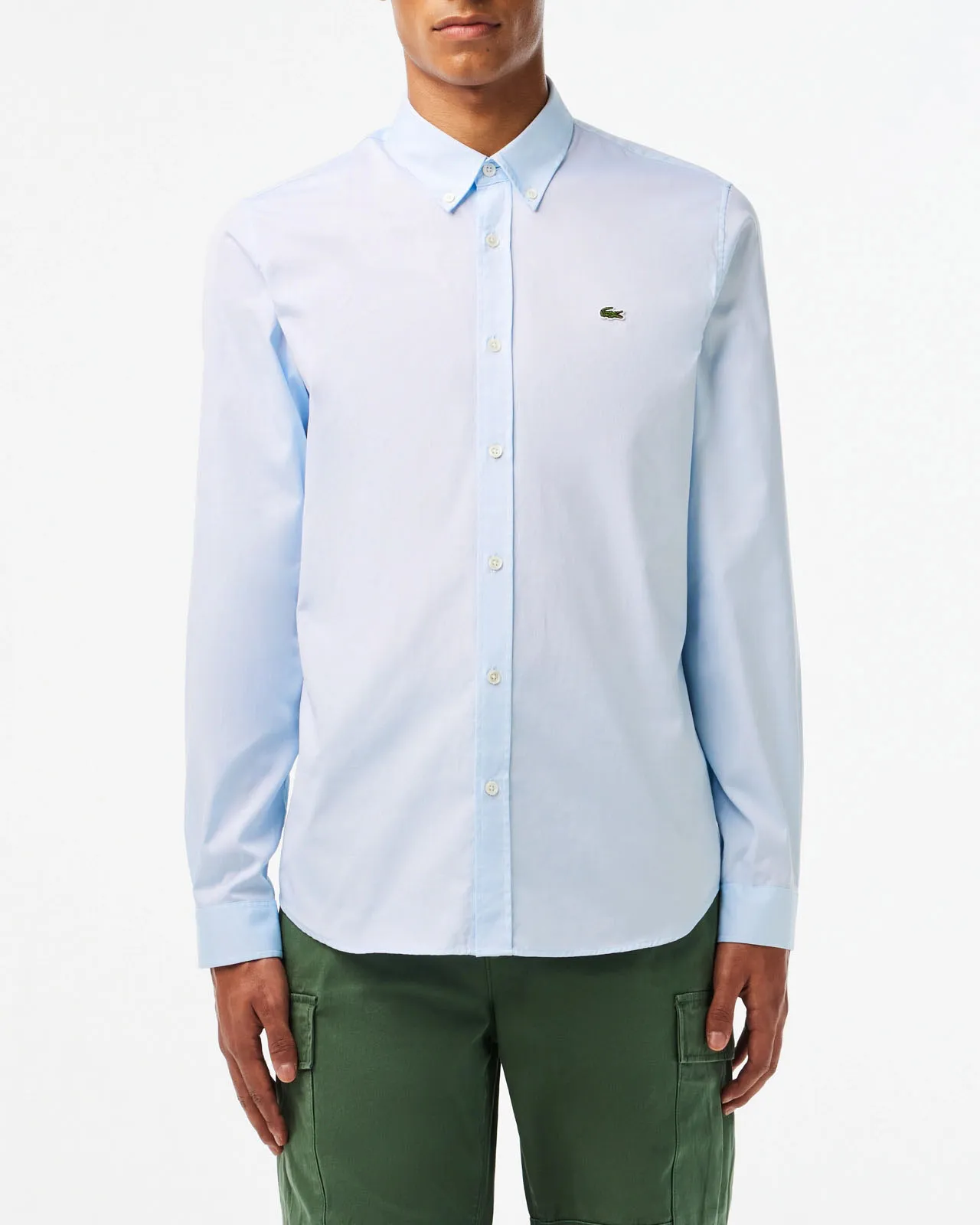 Camicia azzurra in Oxford di puro cotone con collo button down