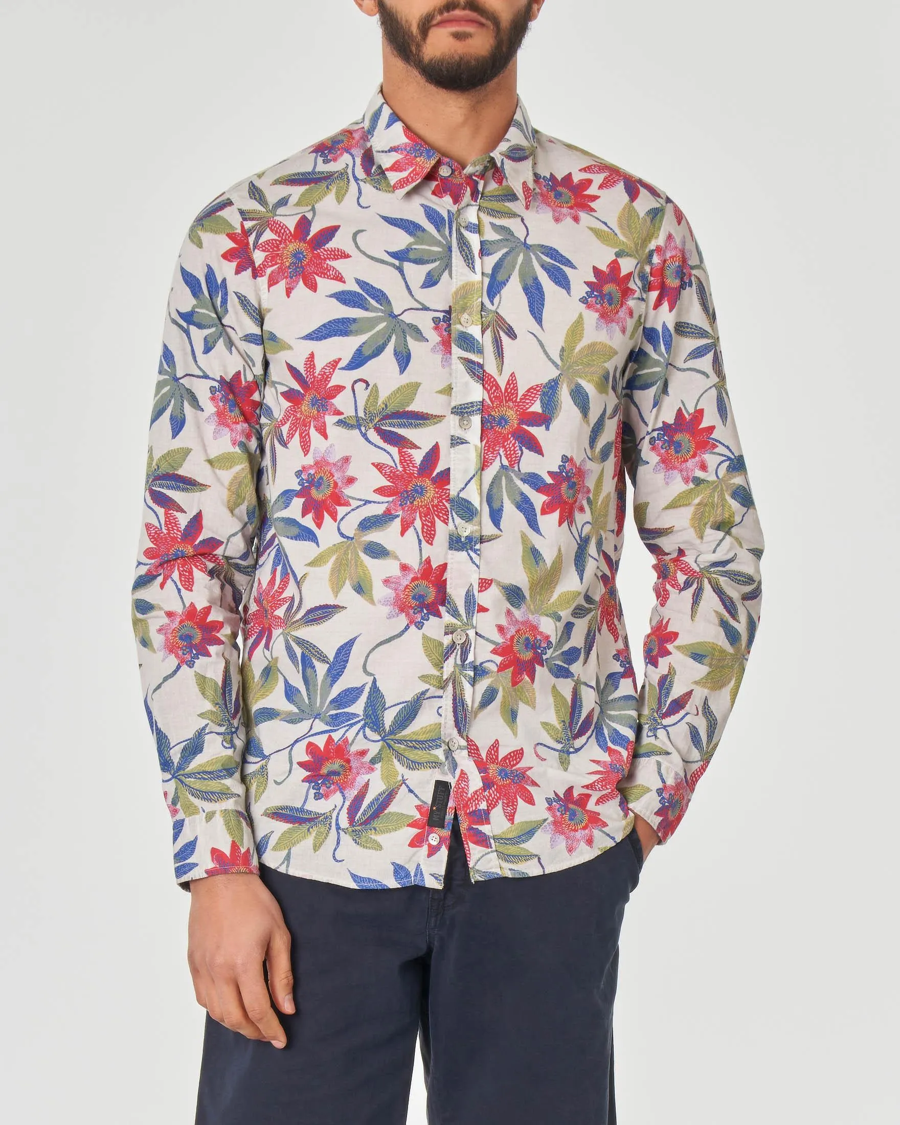 Camicia in mussola di cotone con stampa floreale