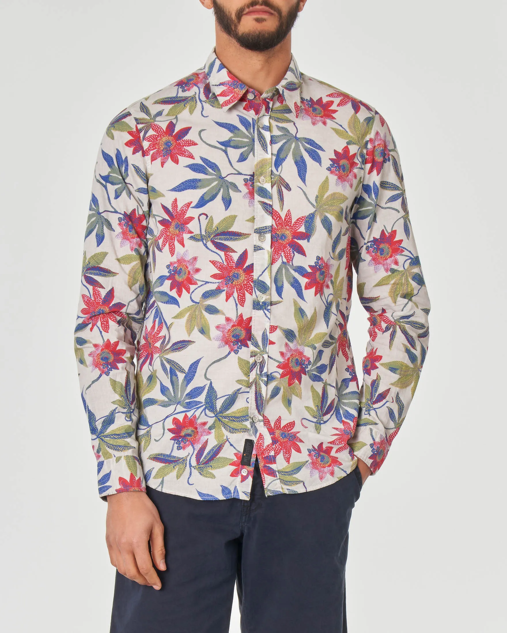 Camicia in mussola di cotone con stampa floreale