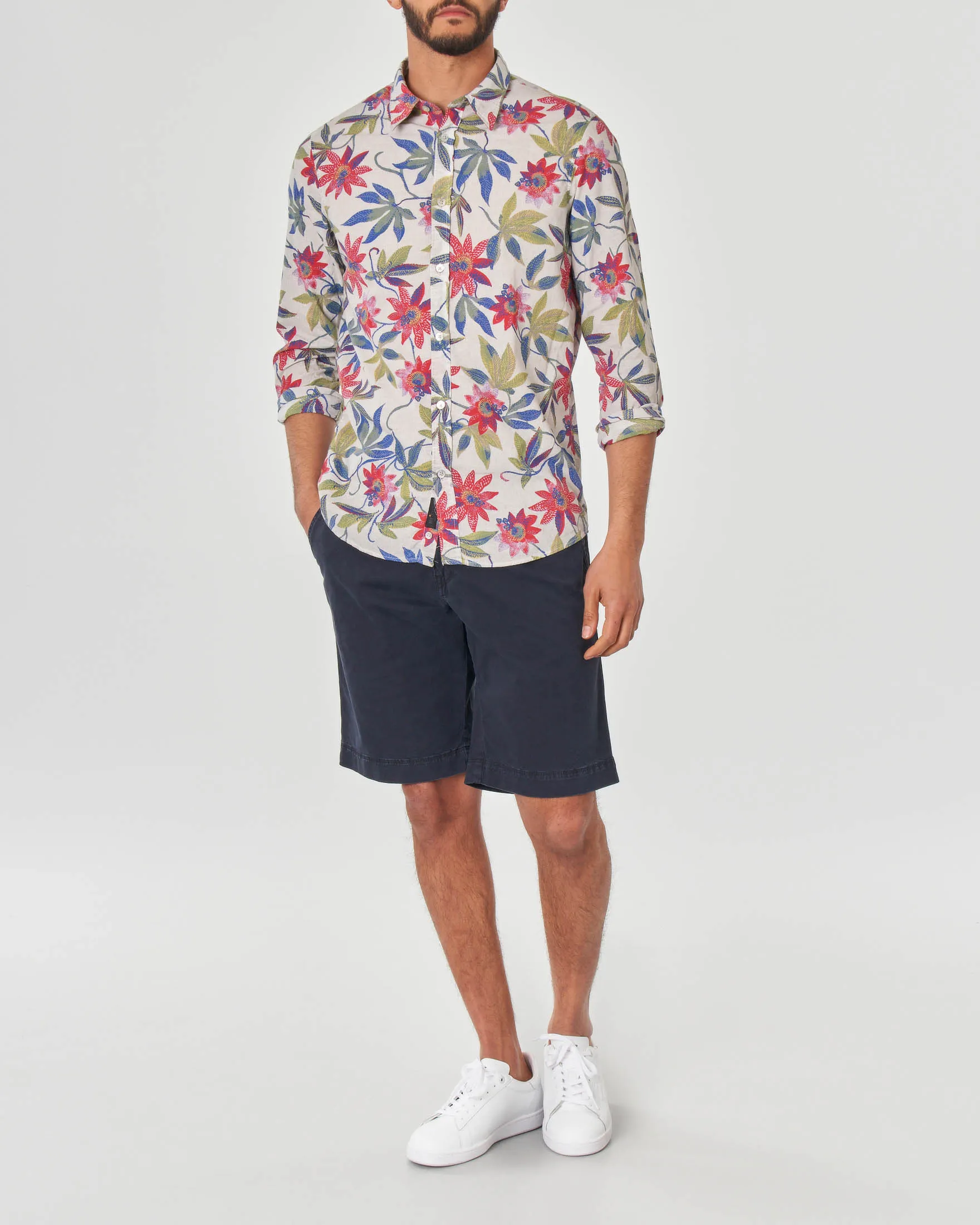 Camicia in mussola di cotone con stampa floreale